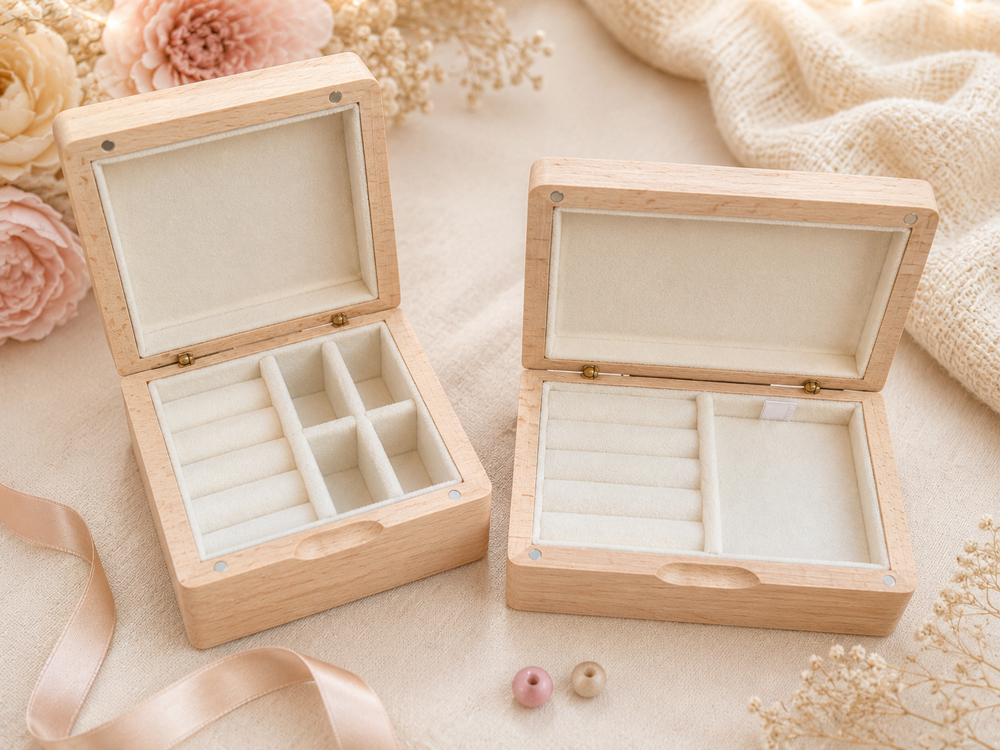 Rainbow wood travel jewellery box with mirror