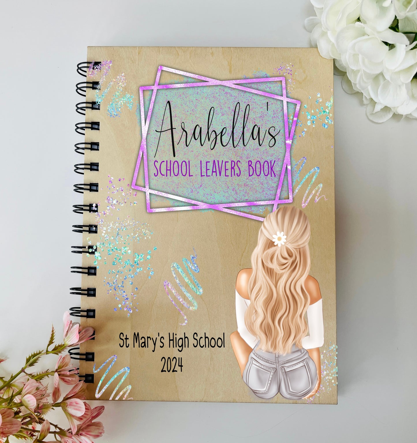 Young ladies wooden school leavers scrapbook