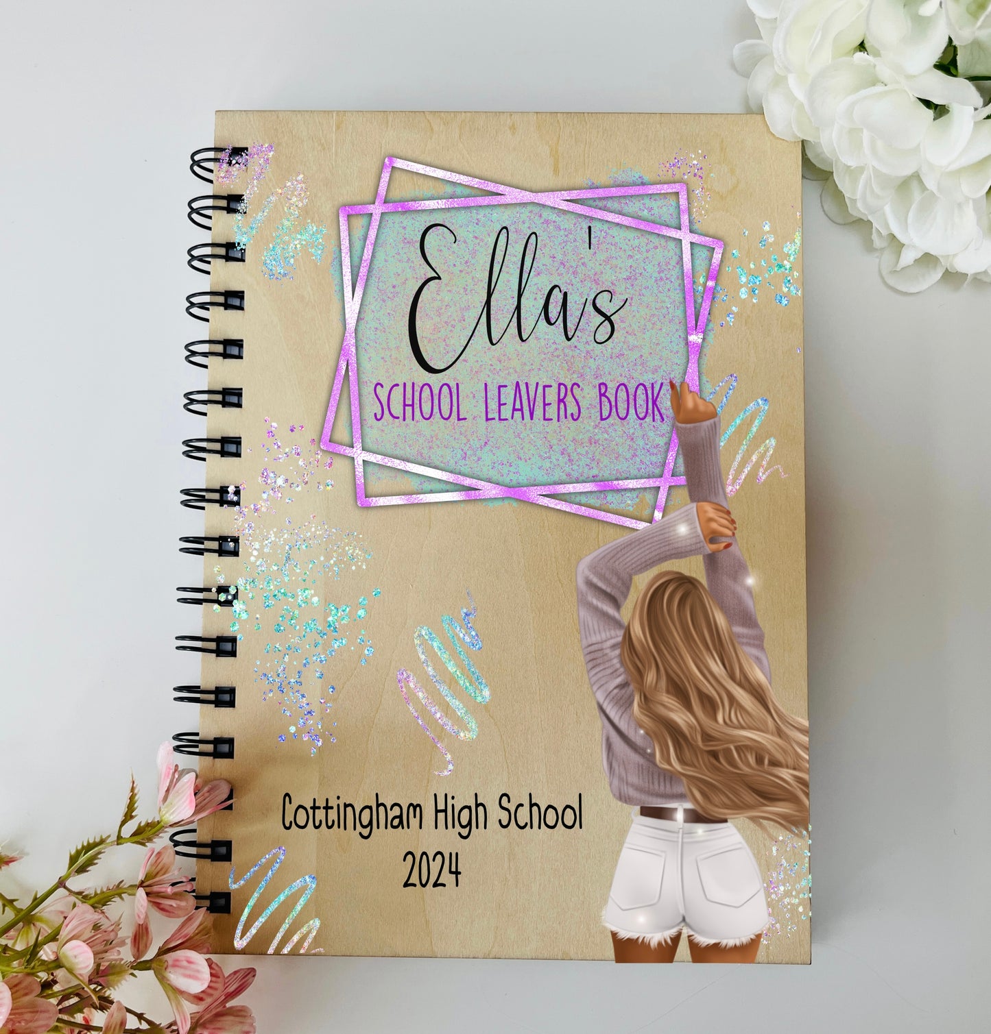 Young ladies wooden school leavers scrapbook