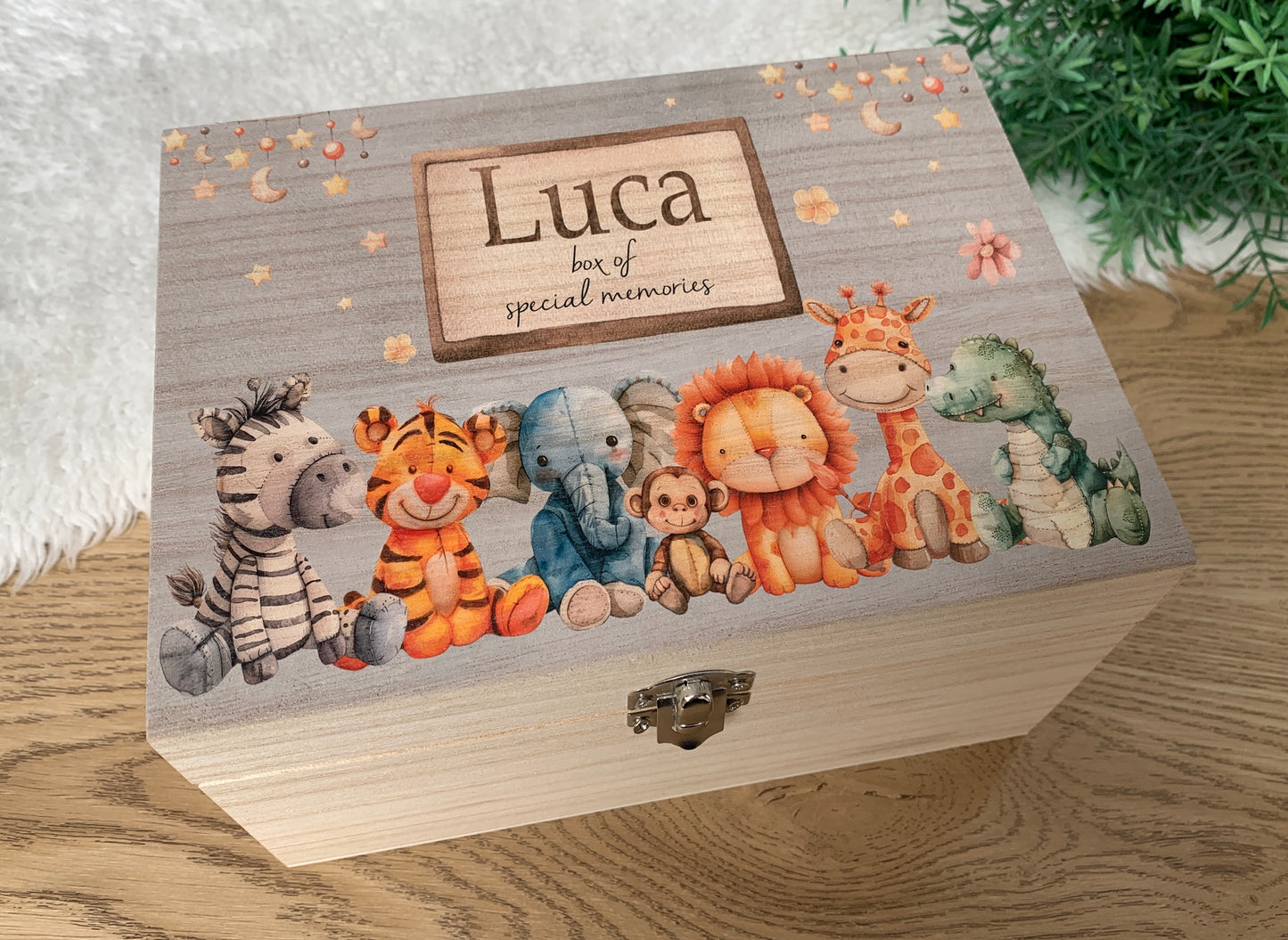 Vintage safari animal keepsake box