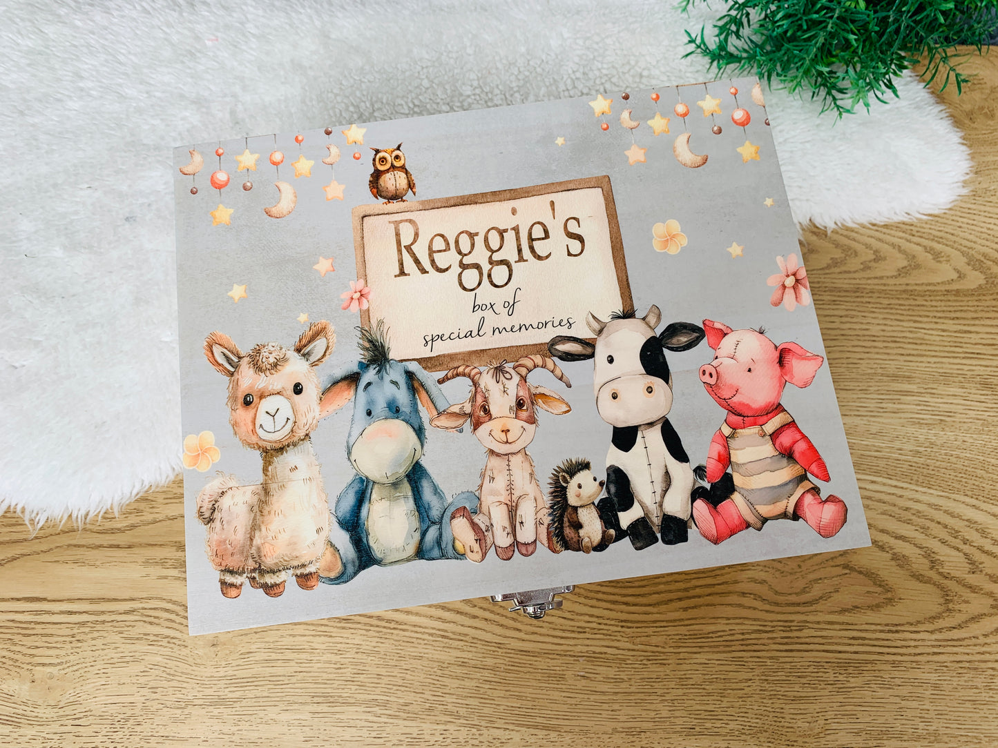 Vintage farm animal keepsake box