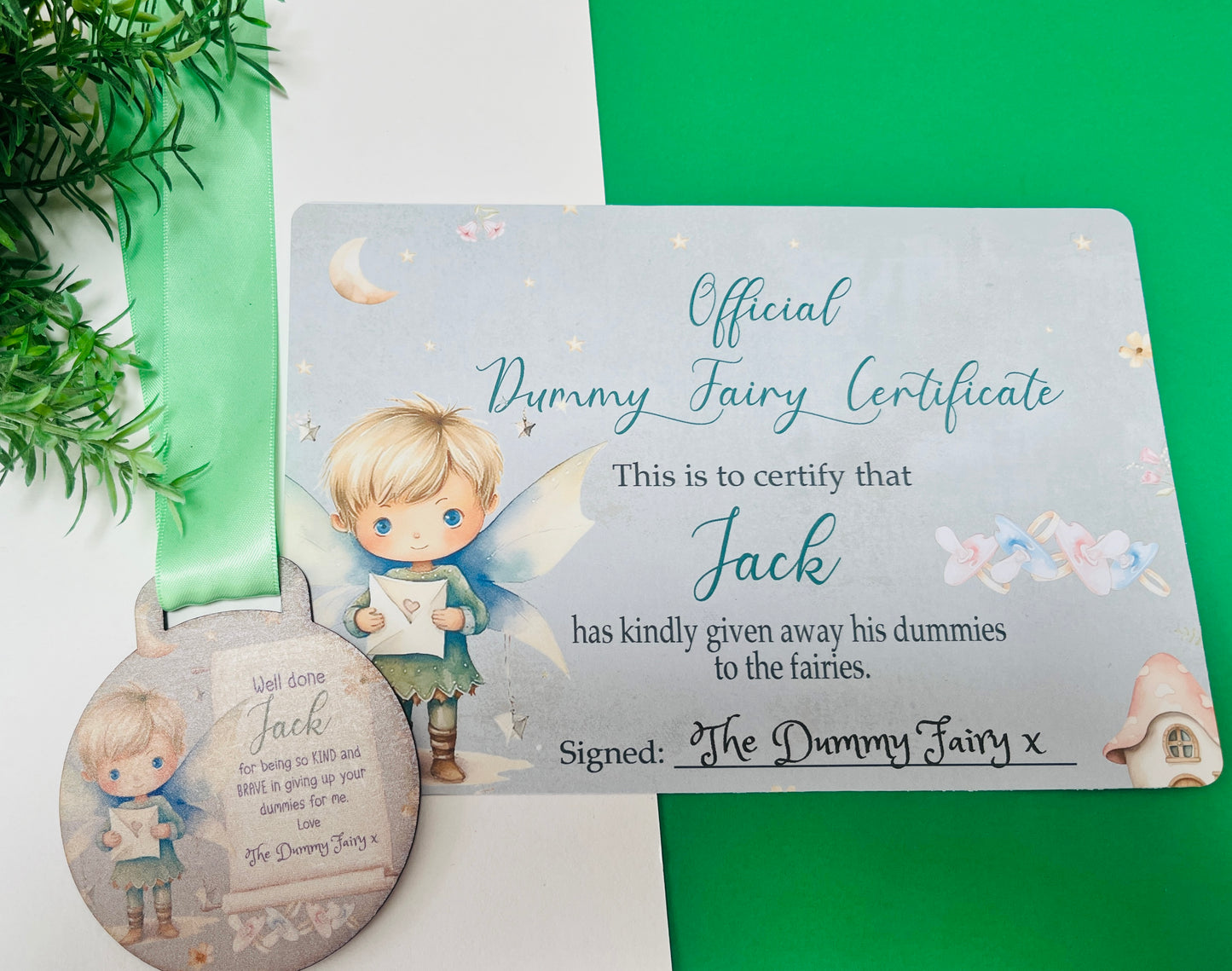 Pixie with letter Dummy Fairy medal with certificate