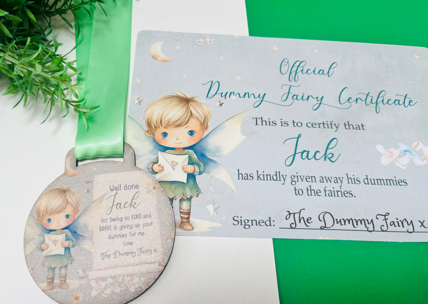 Pixie with letter Dummy Fairy medal with certificate