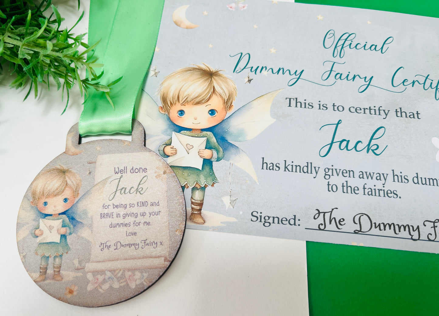 Pixie with letter Dummy Fairy medal with certificate