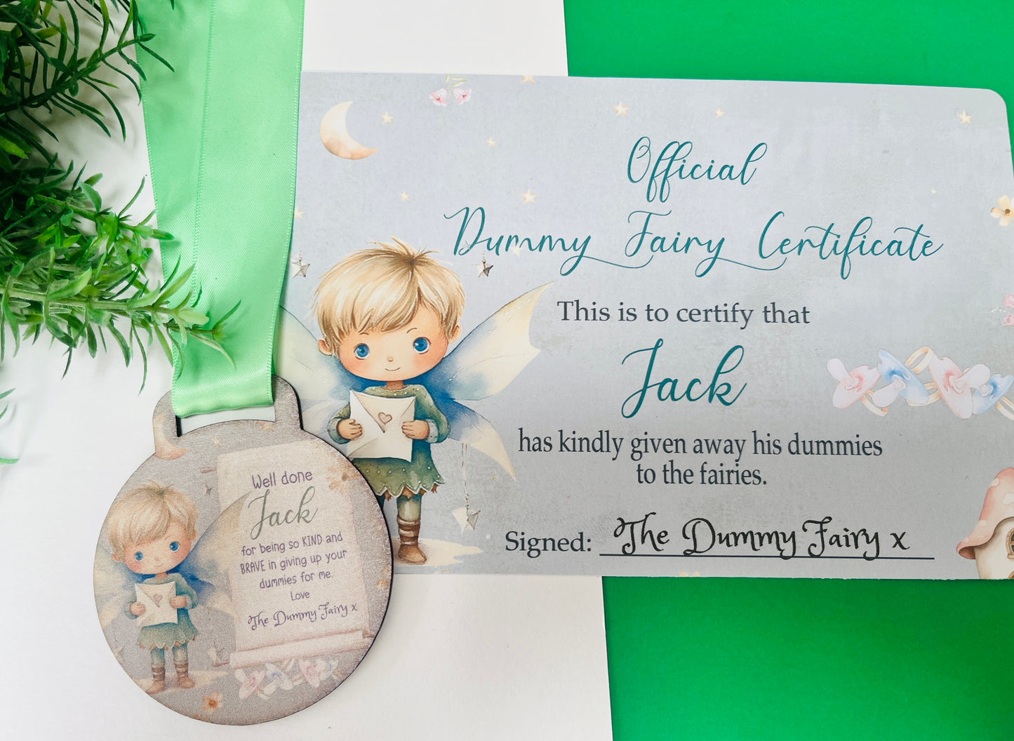 Pixie with letter Dummy Fairy medal with certificate