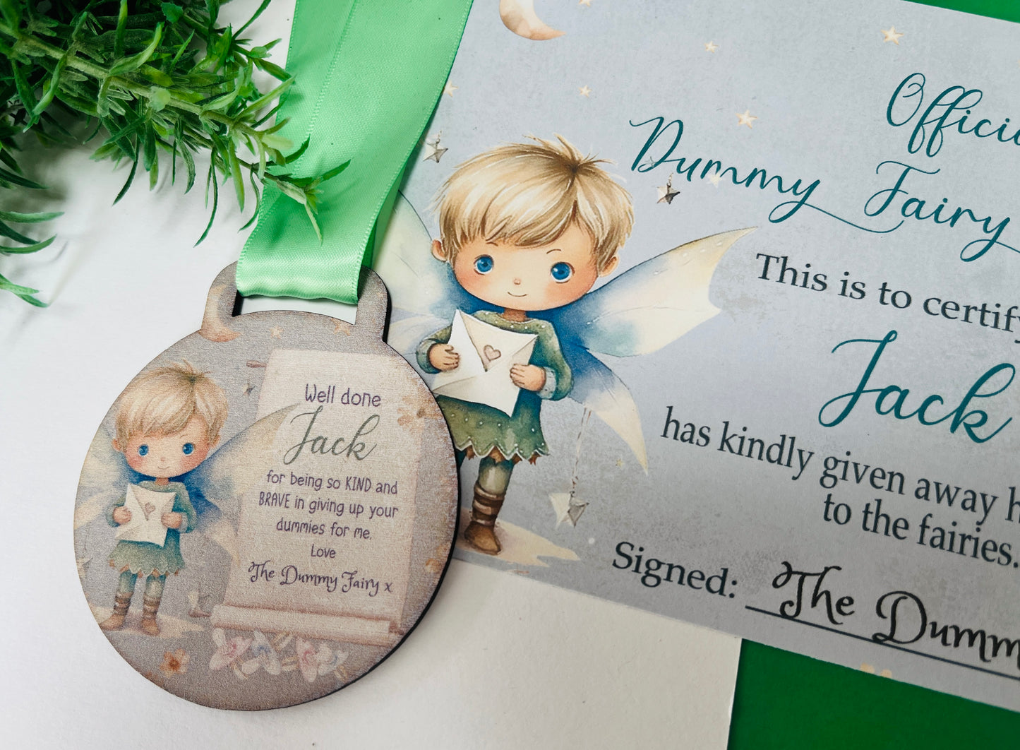 Pixie with letter Dummy Fairy medal with certificate