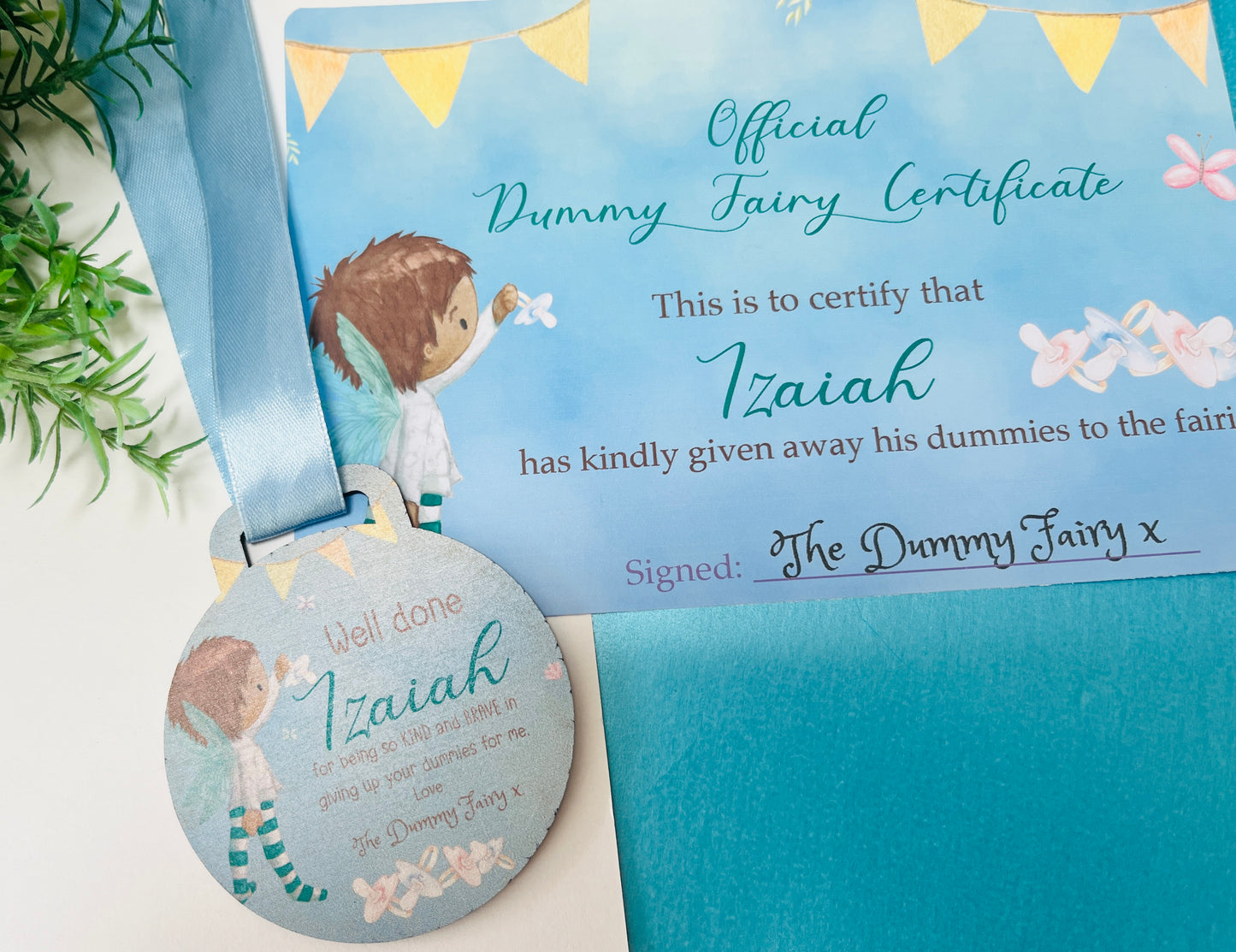 Blue Pixie Dummy Fairy medal with certificate
