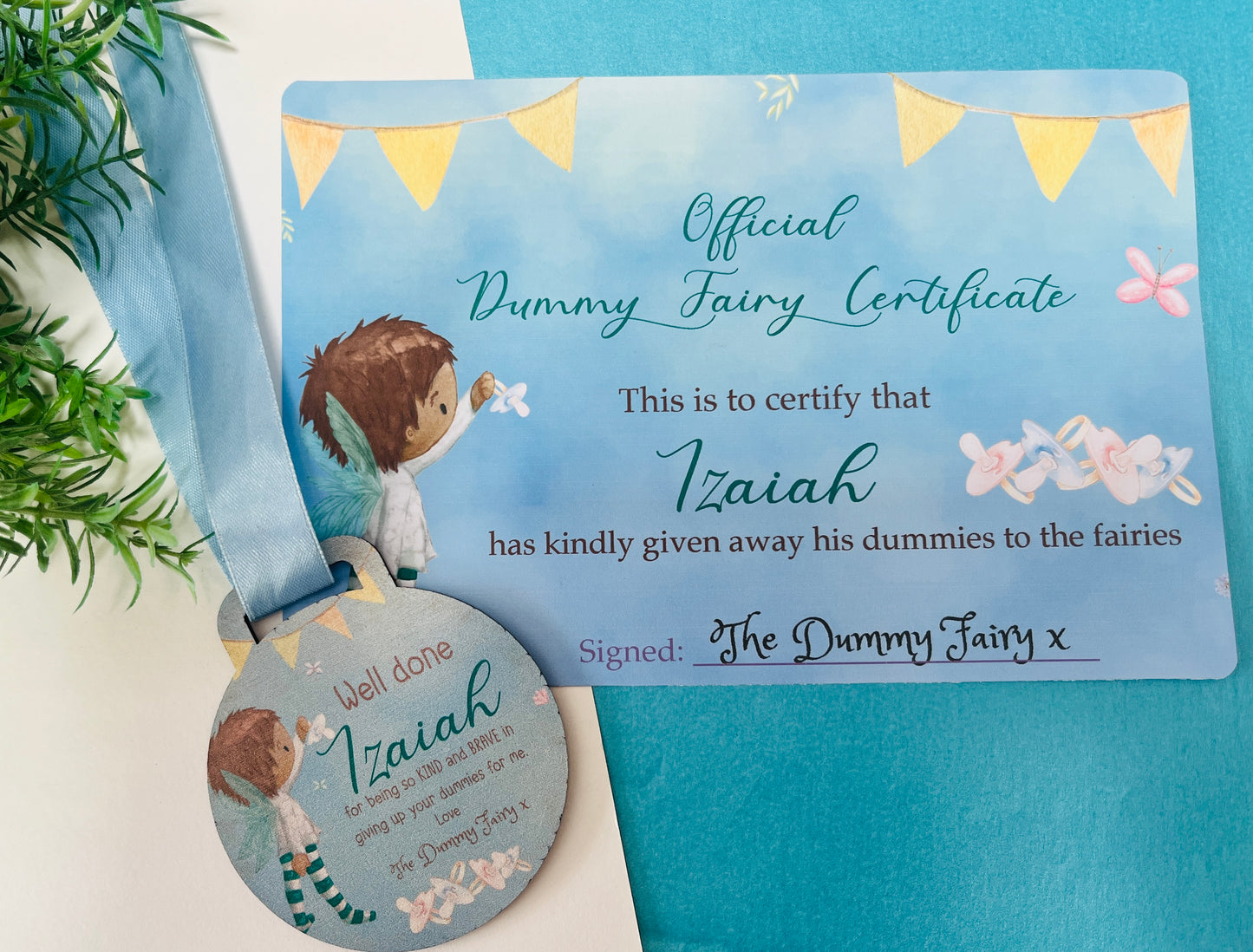Blue Pixie Dummy Fairy medal with certificate