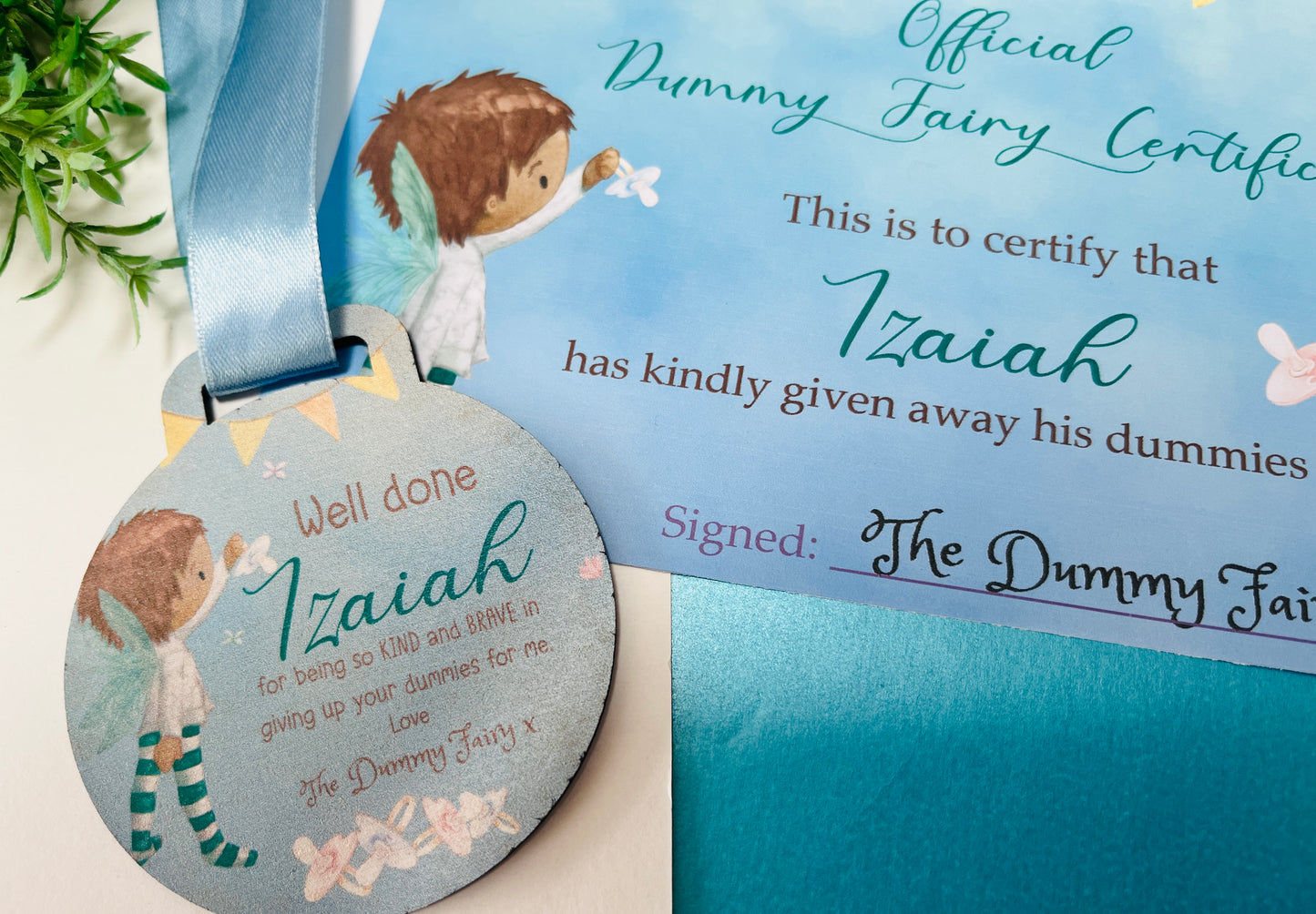 Blue Pixie Dummy Fairy medal with certificate