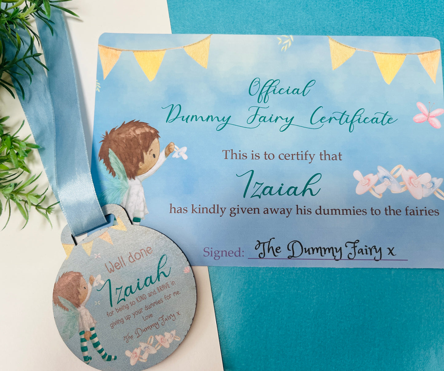 Blue Pixie Dummy Fairy medal with certificate