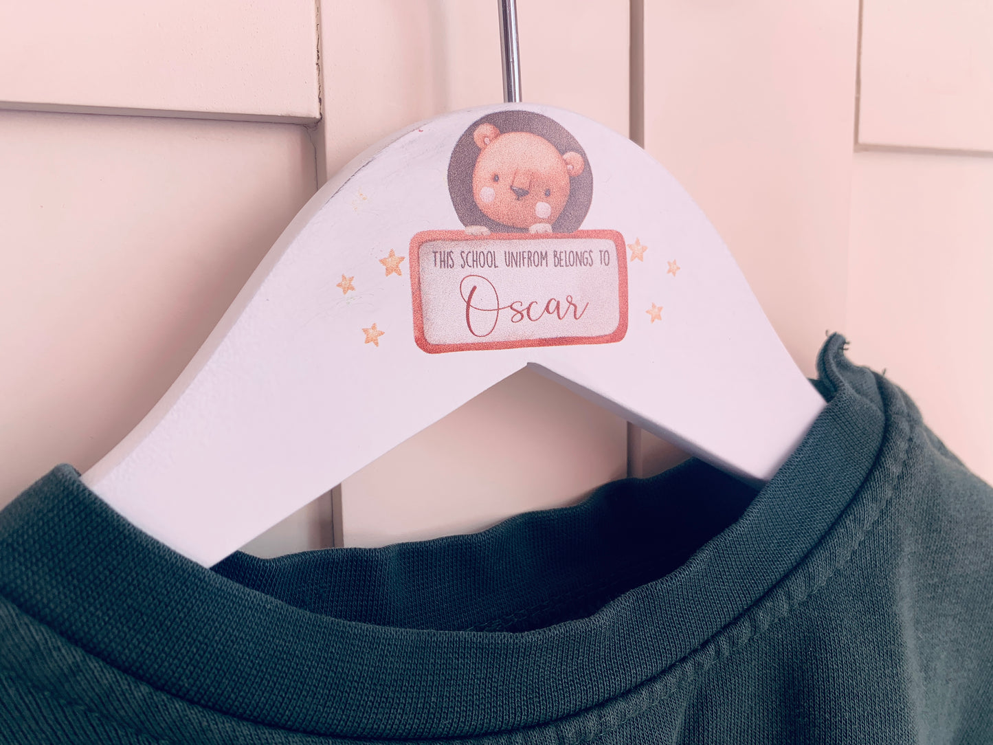 Personalised Lion school uniform hanger