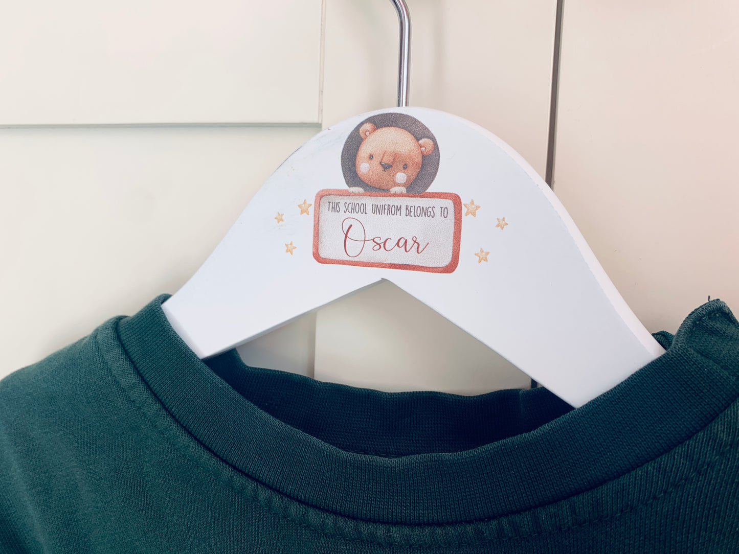 Personalised Lion school uniform hanger