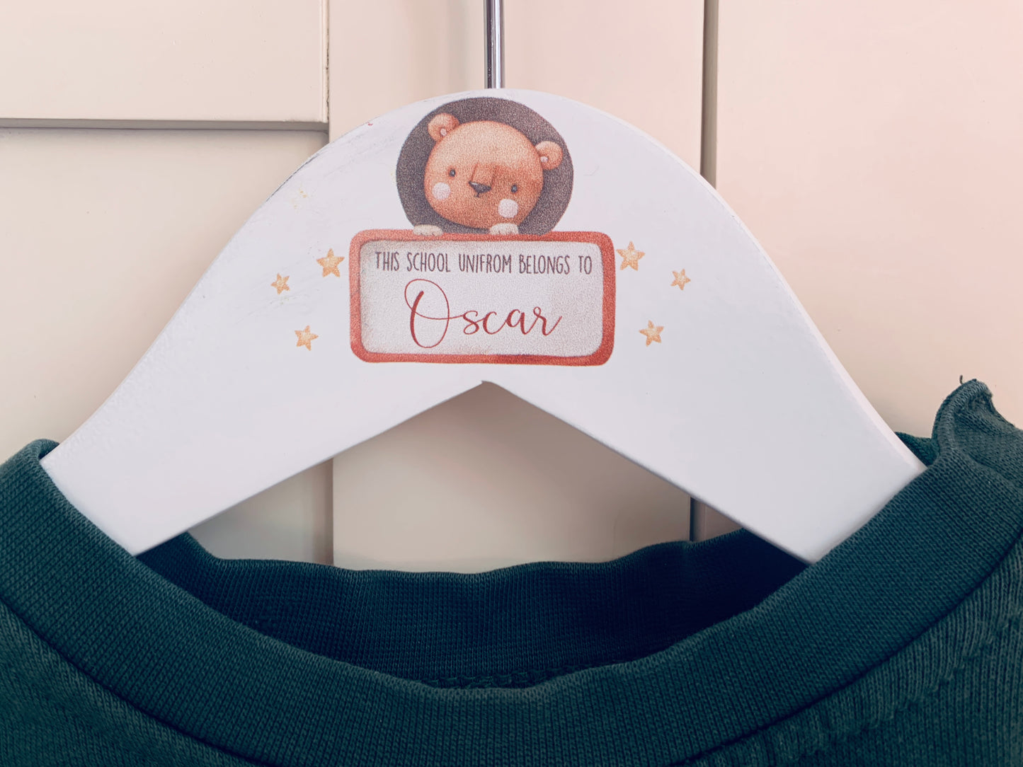 Personalised Lion school uniform hanger