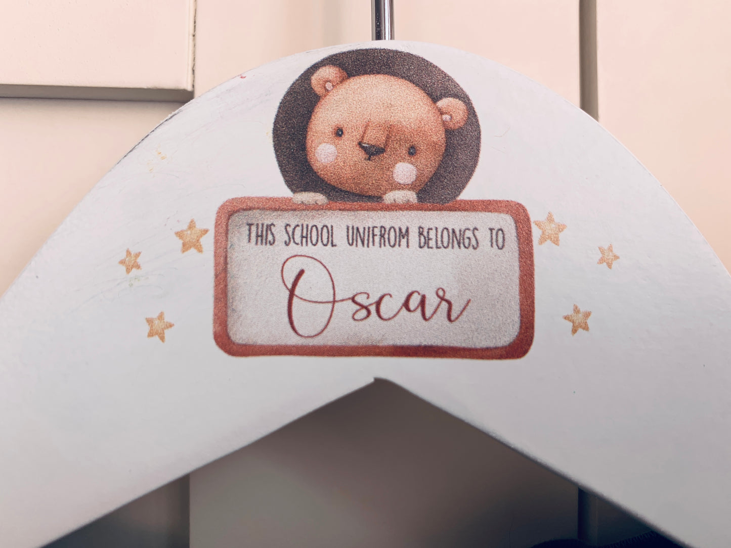 Personalised Lion school uniform hanger
