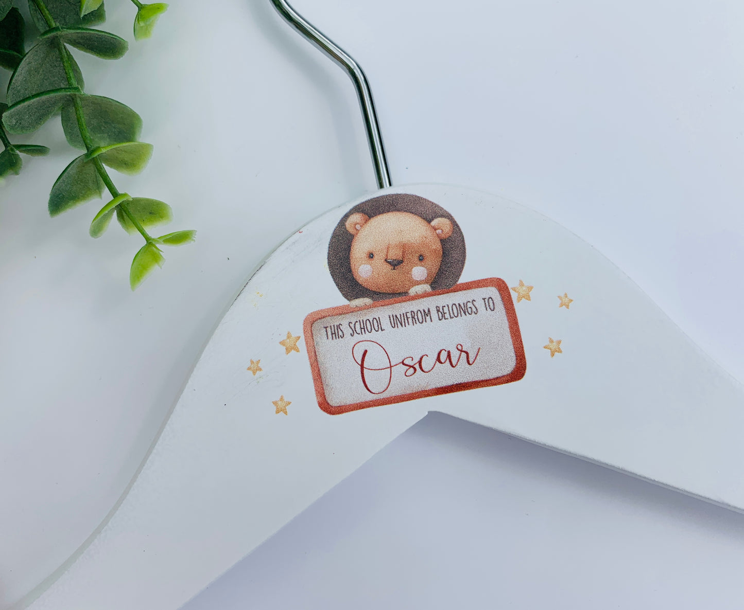 Personalised Lion school uniform hanger