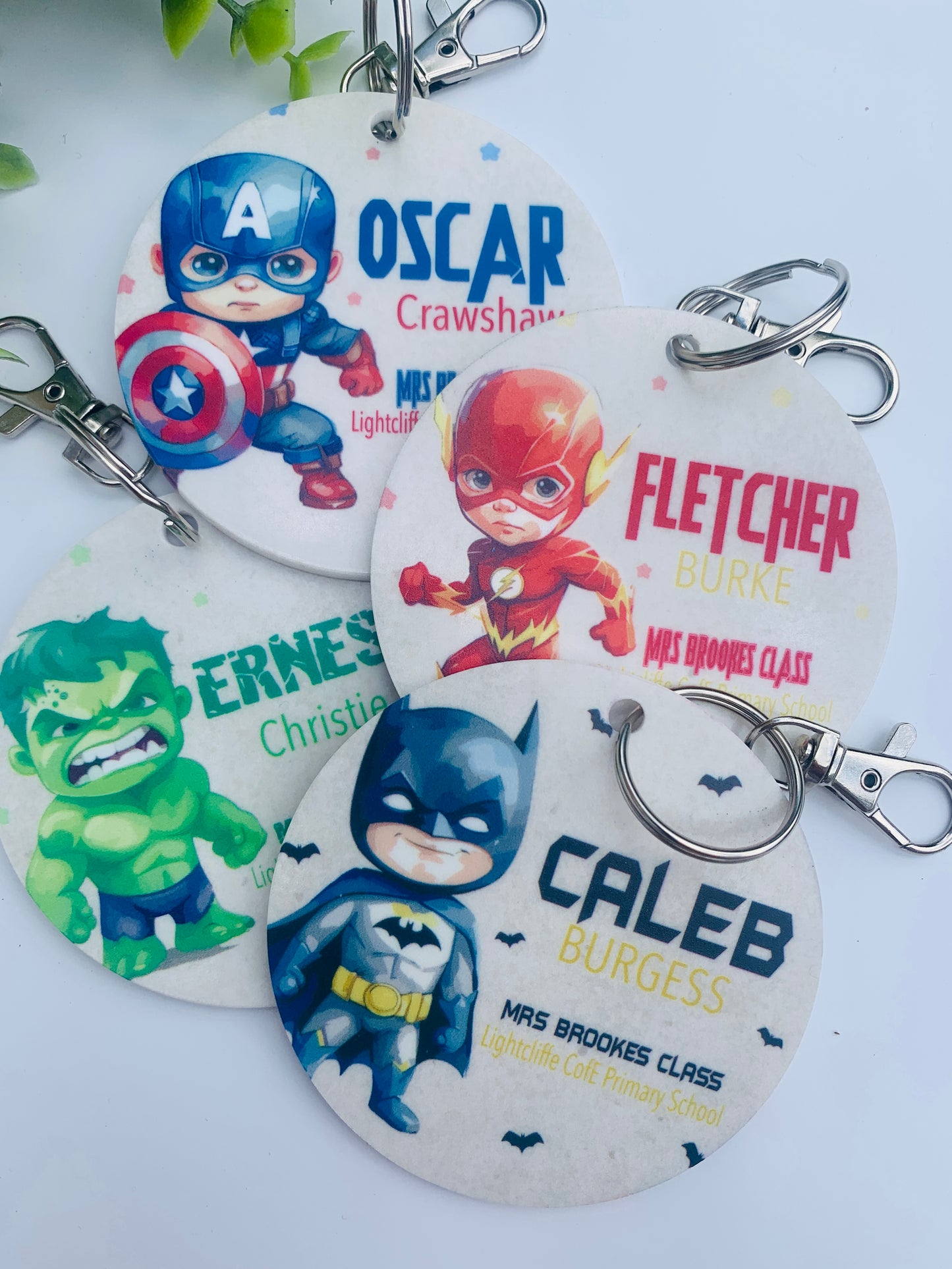Superhero book bag tags