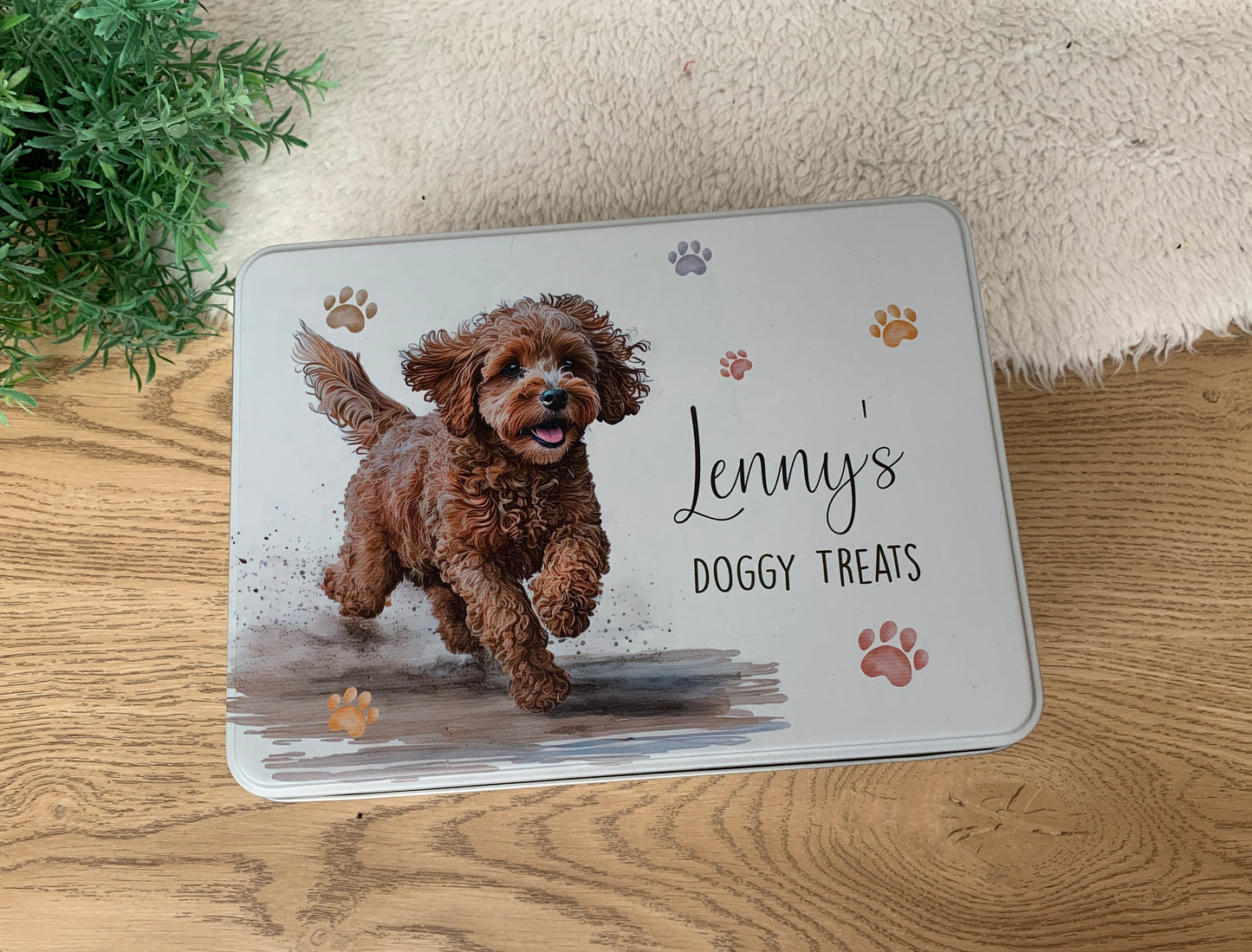 Dog treat tin