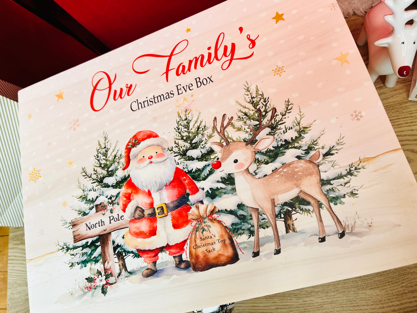 Christmas Santa and Reindeer scene Box