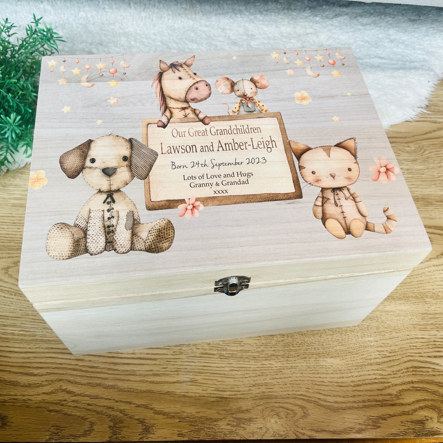 Vintage cat and dog keepsake box