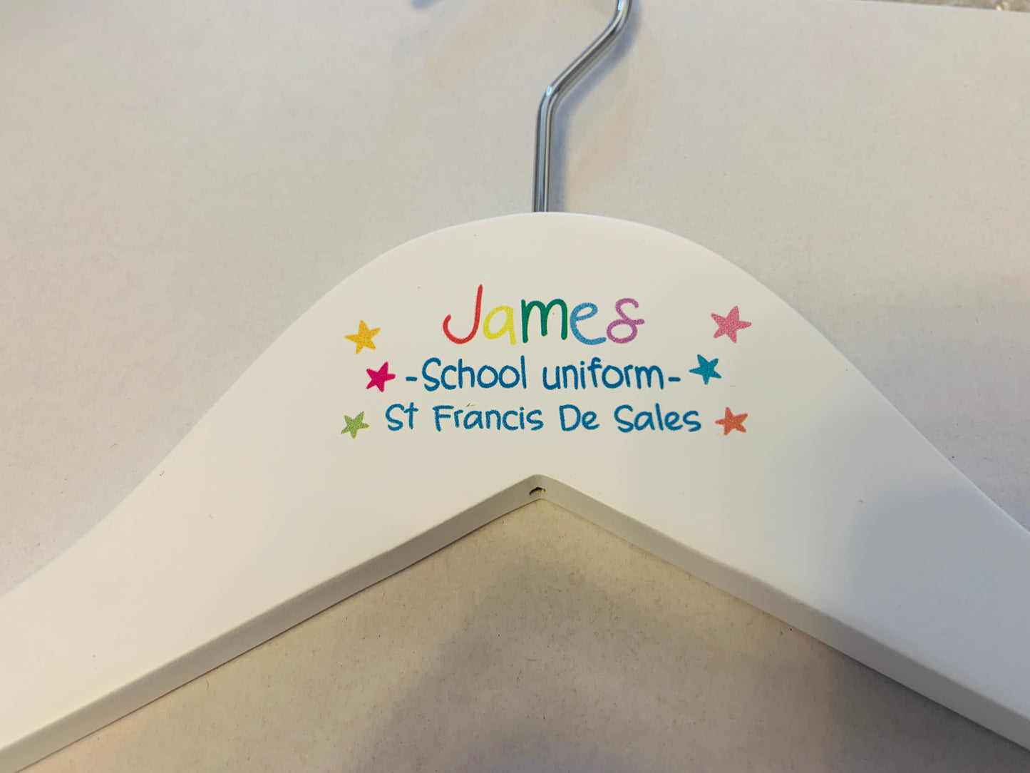 Personalised school uniform hanger