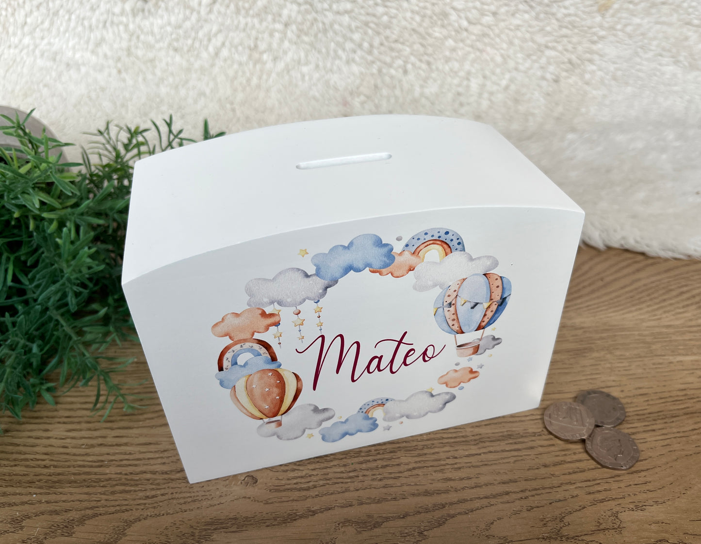Hot air balloon wreath money box