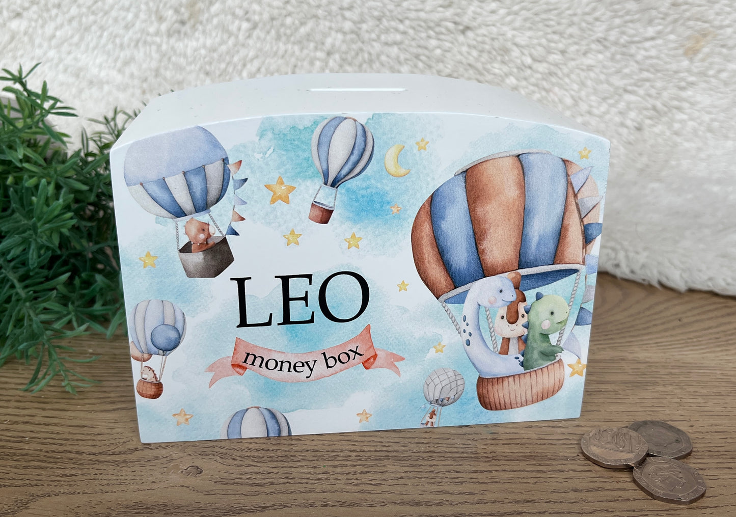 Dinosaur hot air balloon money box