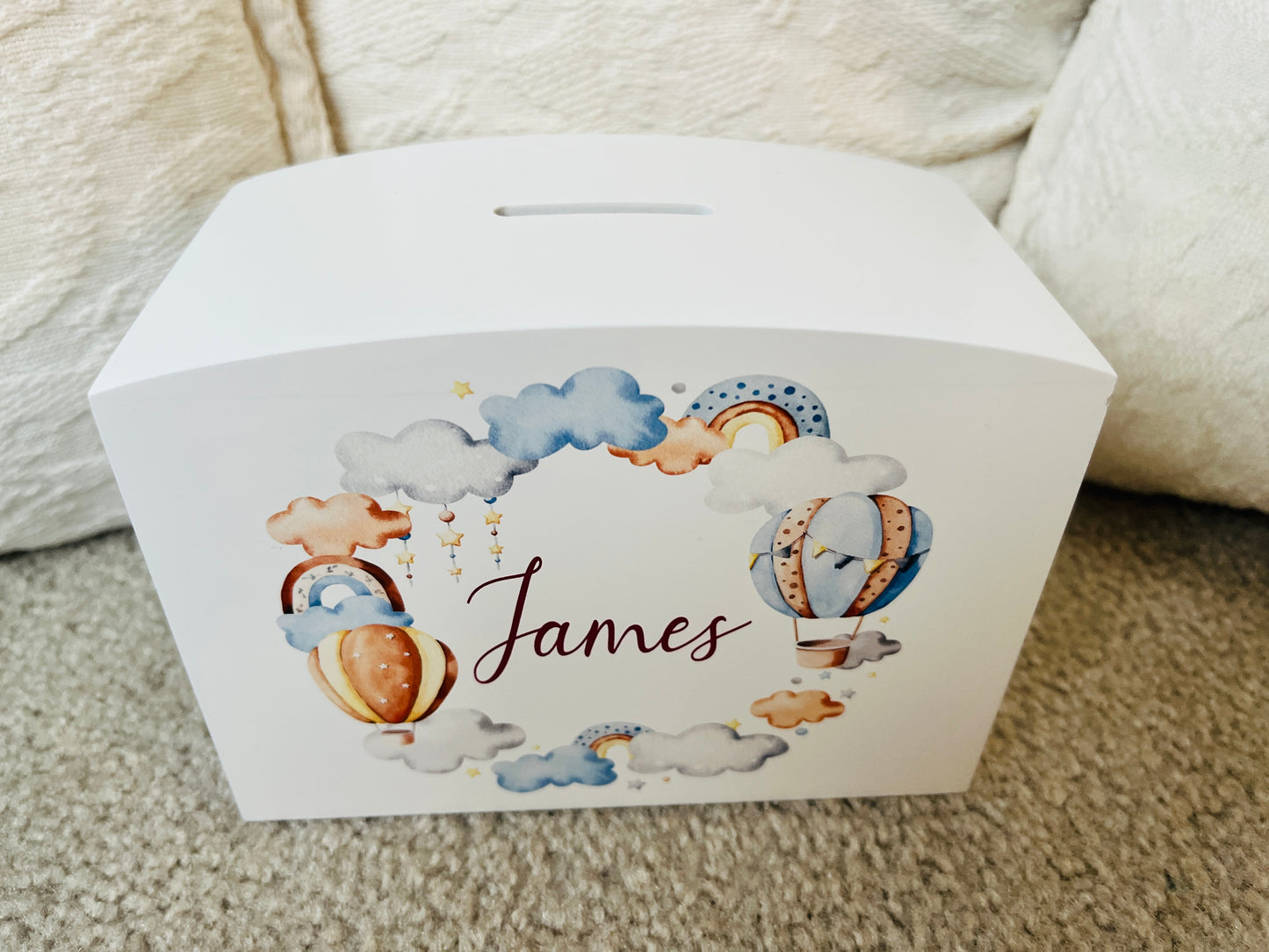 Hot air balloon wreath money box