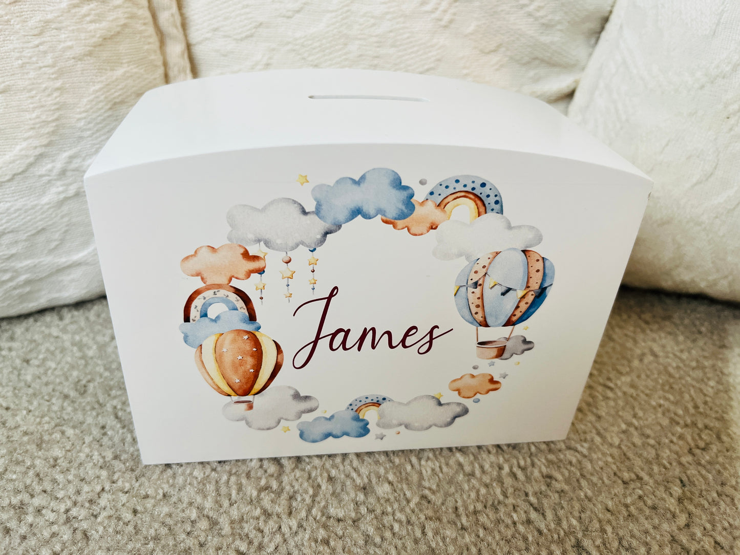 Hot air balloon wreath money box
