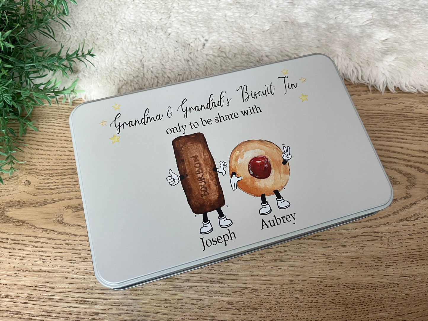 Biscuit names character tin