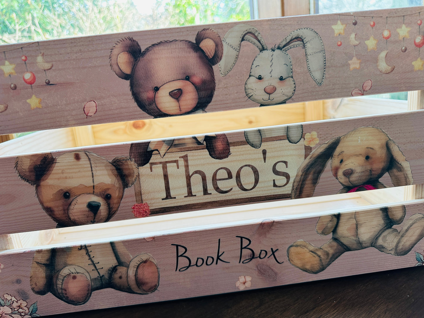 Cute Rabbit and Bear book crate