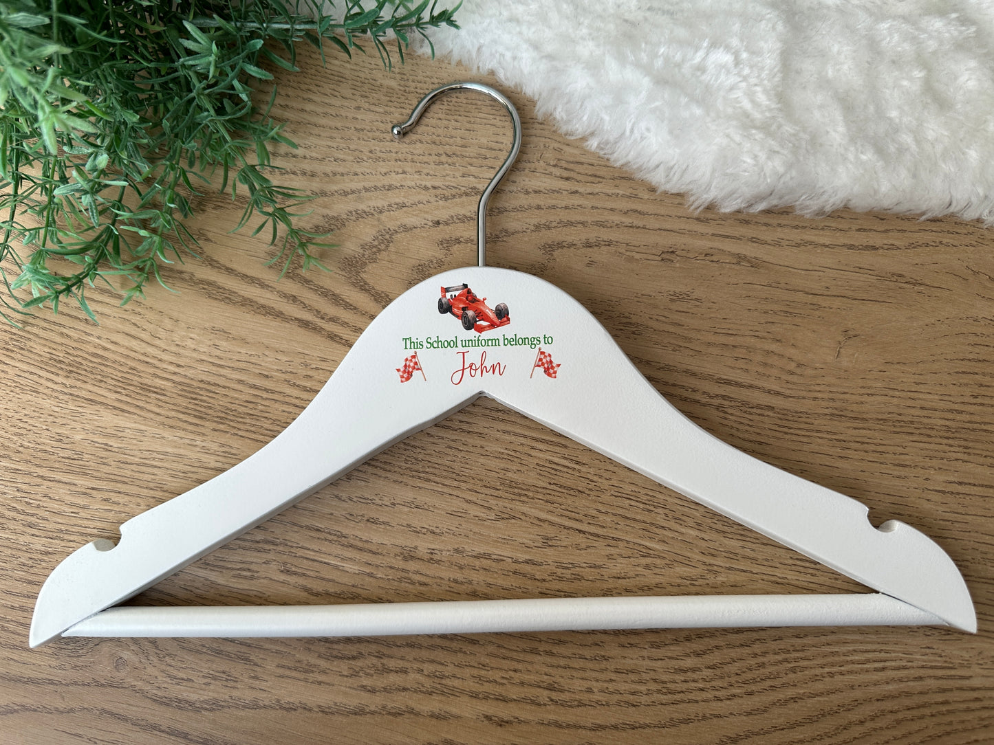 Race car school uniform hanger