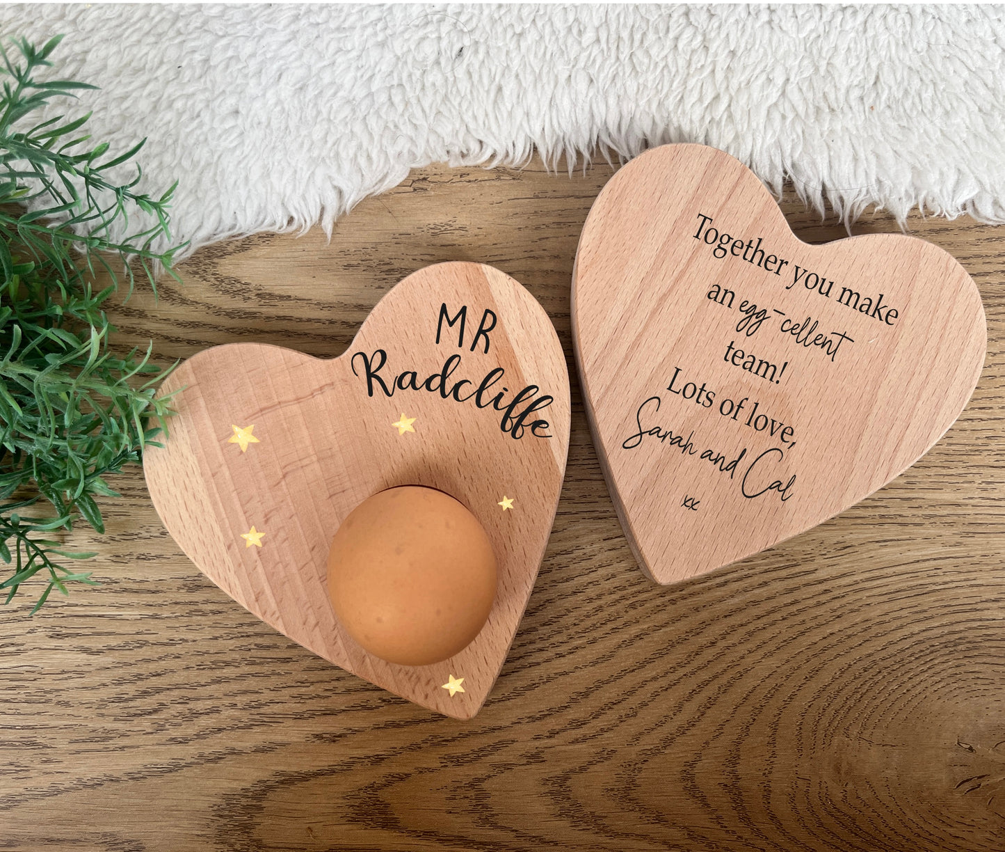 Personalised Mr & Mrs heart egg board