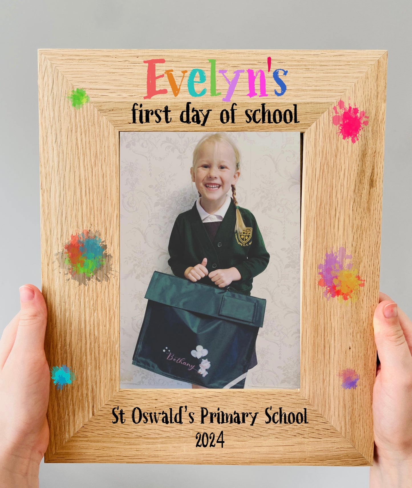 First Day of School splatter photo frame