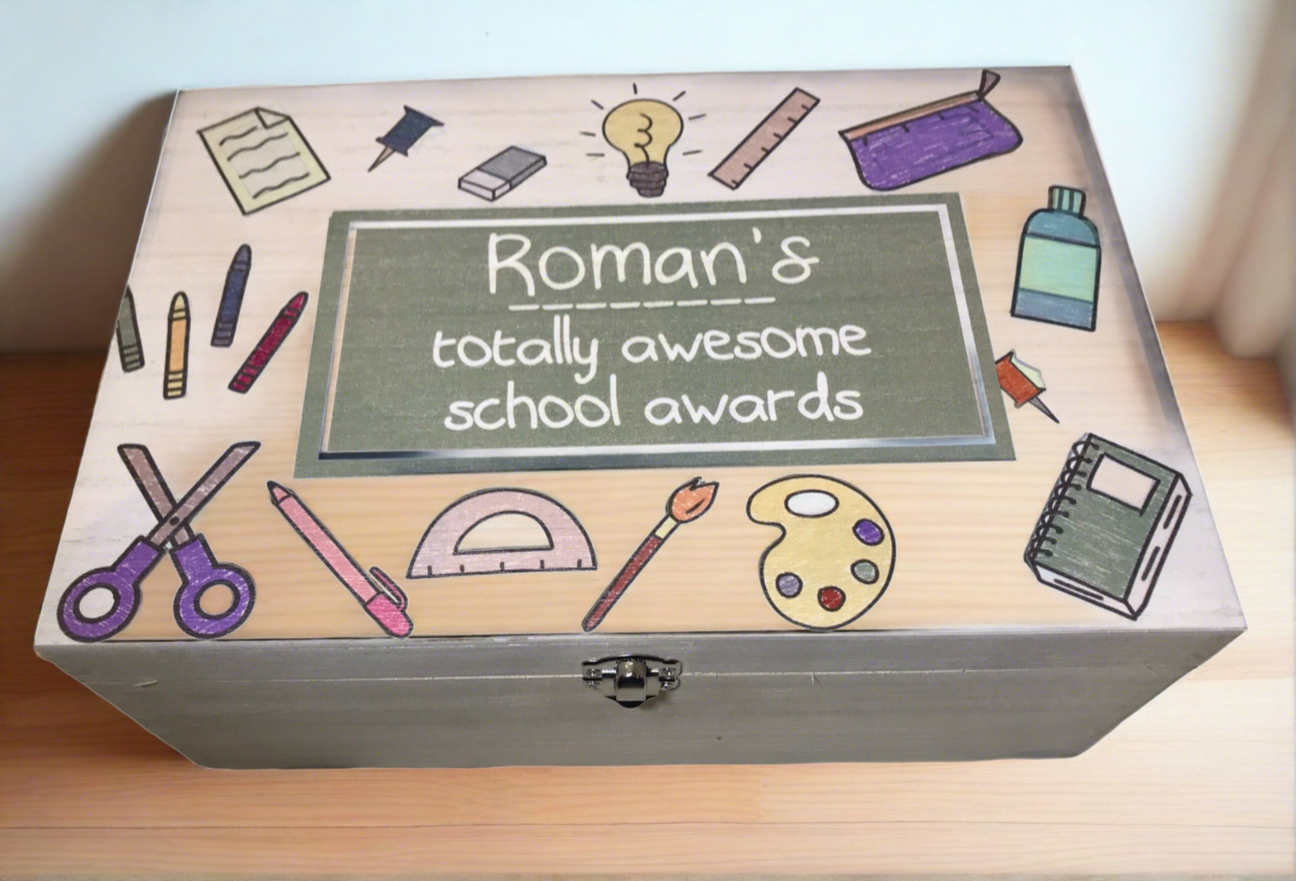 Blue stars school awards memory box