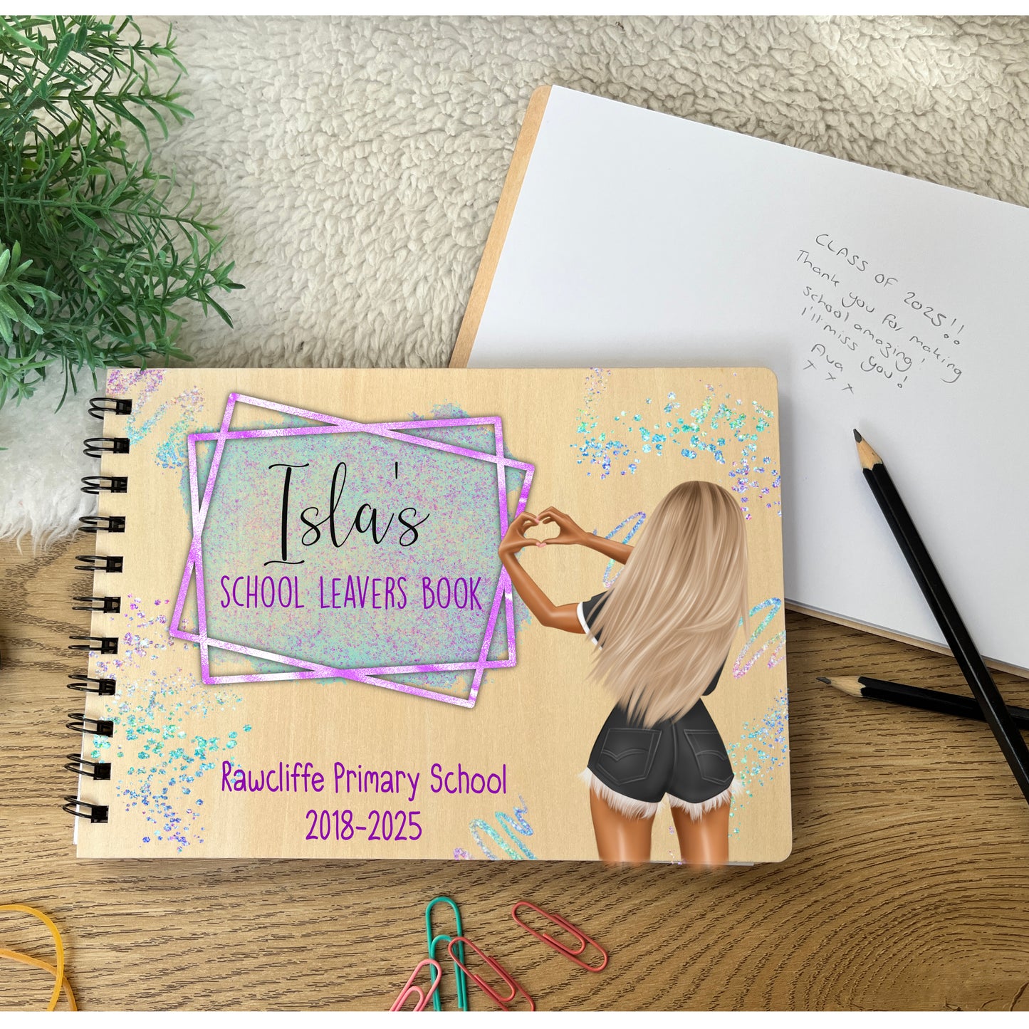 Girls Purple School leavers scrapbook notepad