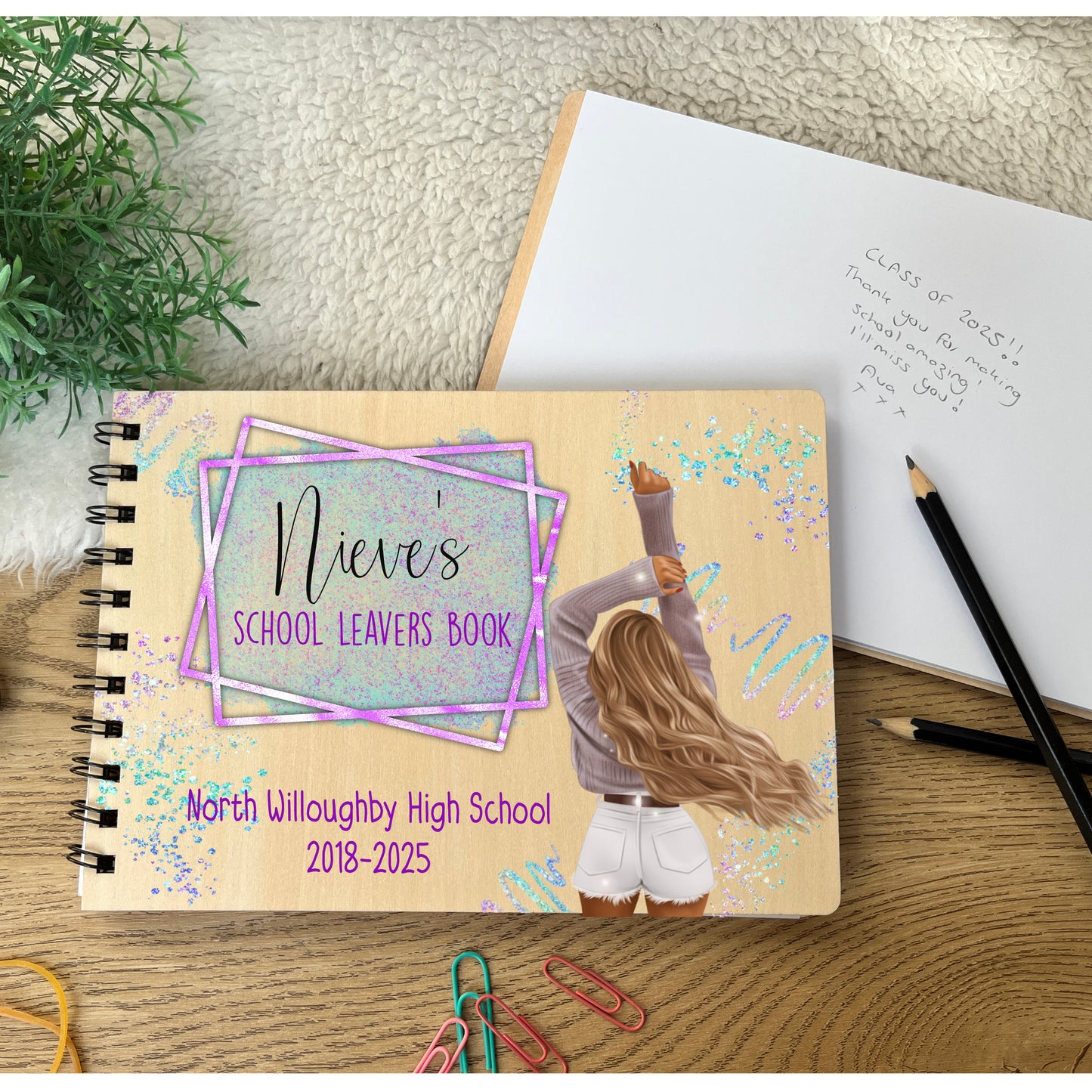 Girls Purple School leavers scrapbook notepad