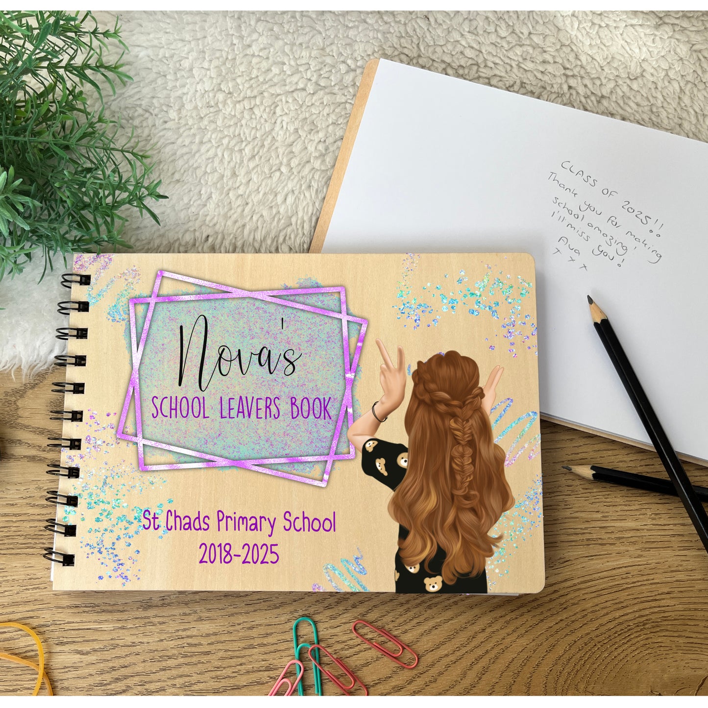 Girls Purple School leavers scrapbook notepad