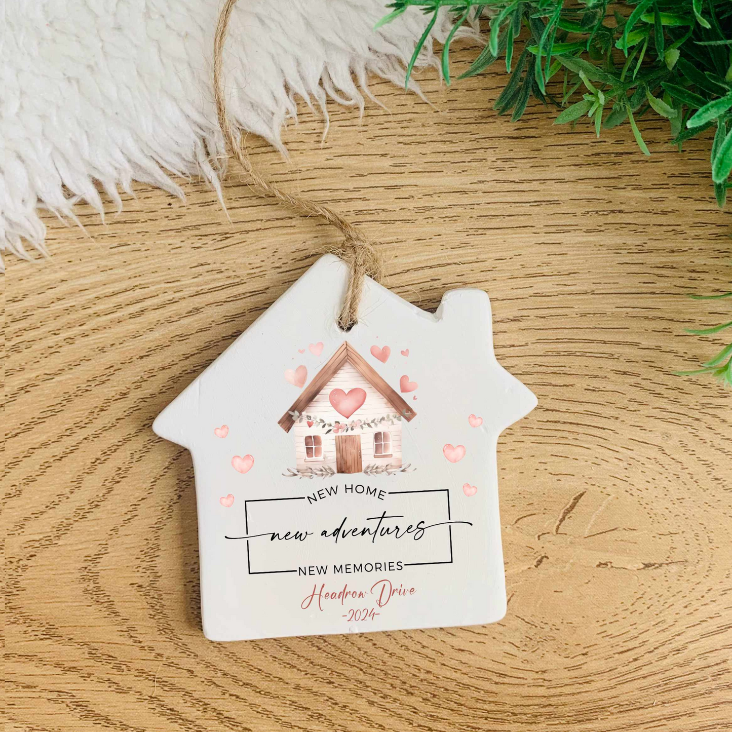 New home heart house ceramic ornament