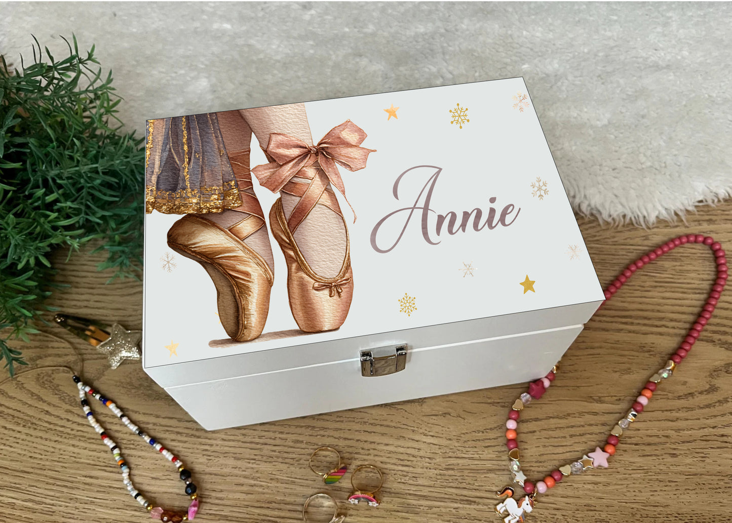 Ballet Shoes luxury white jewellery box with mirror