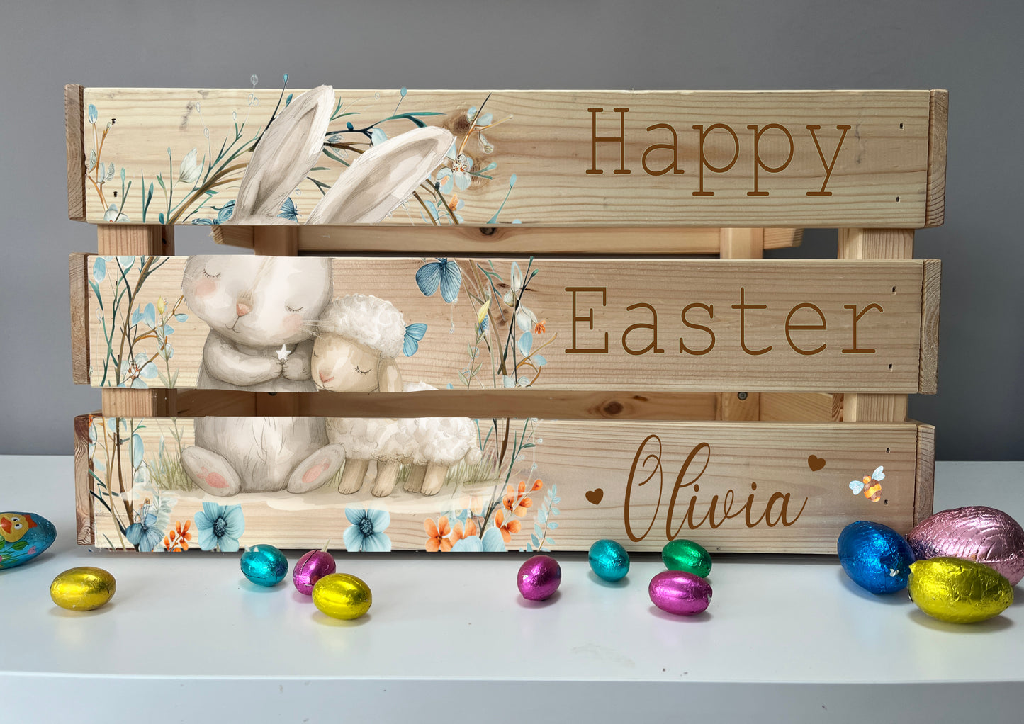 Rabbit and lamb friends crate