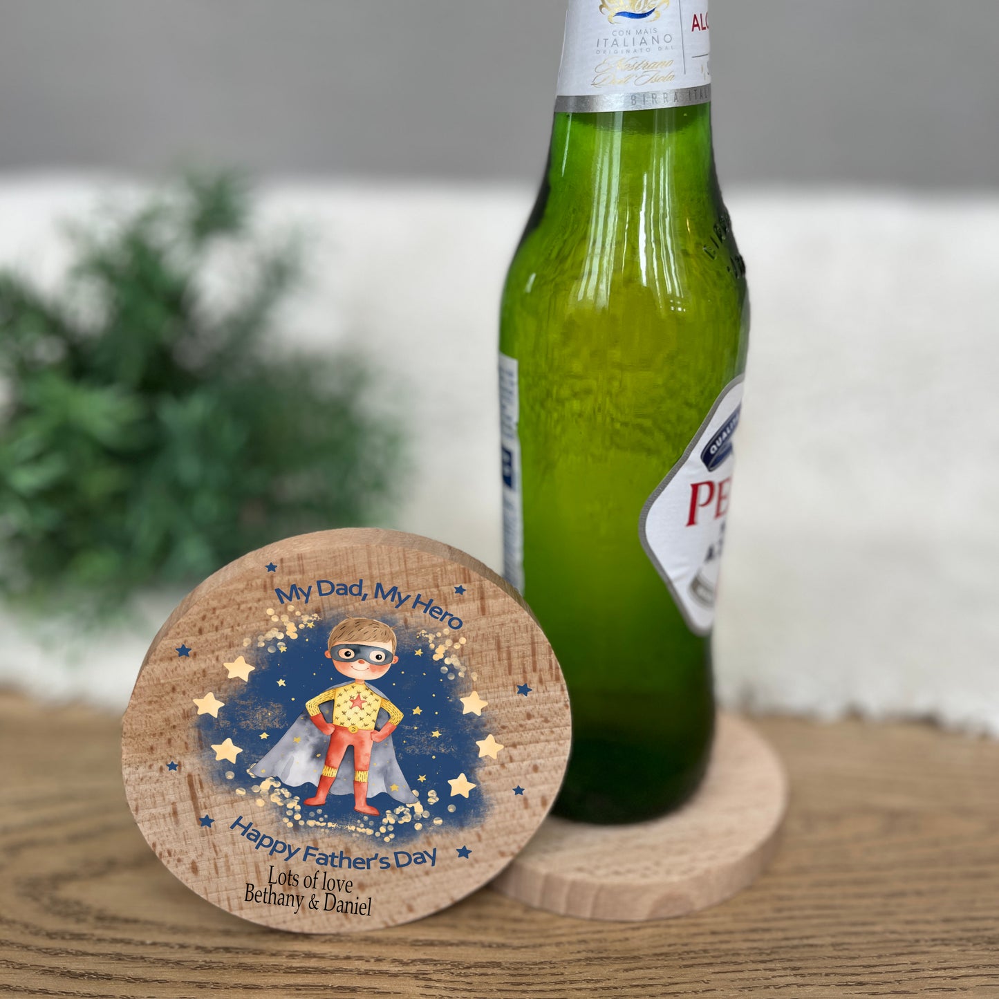 Personalised Father's Day 2 in 1 bottle opener and drinks coaster / mat