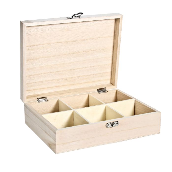 Tea bag box, 6 compartment storage