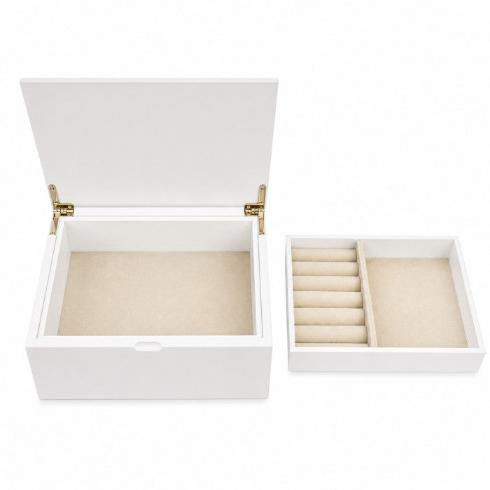 Rainbow luxury white jewellery box with removable compartment