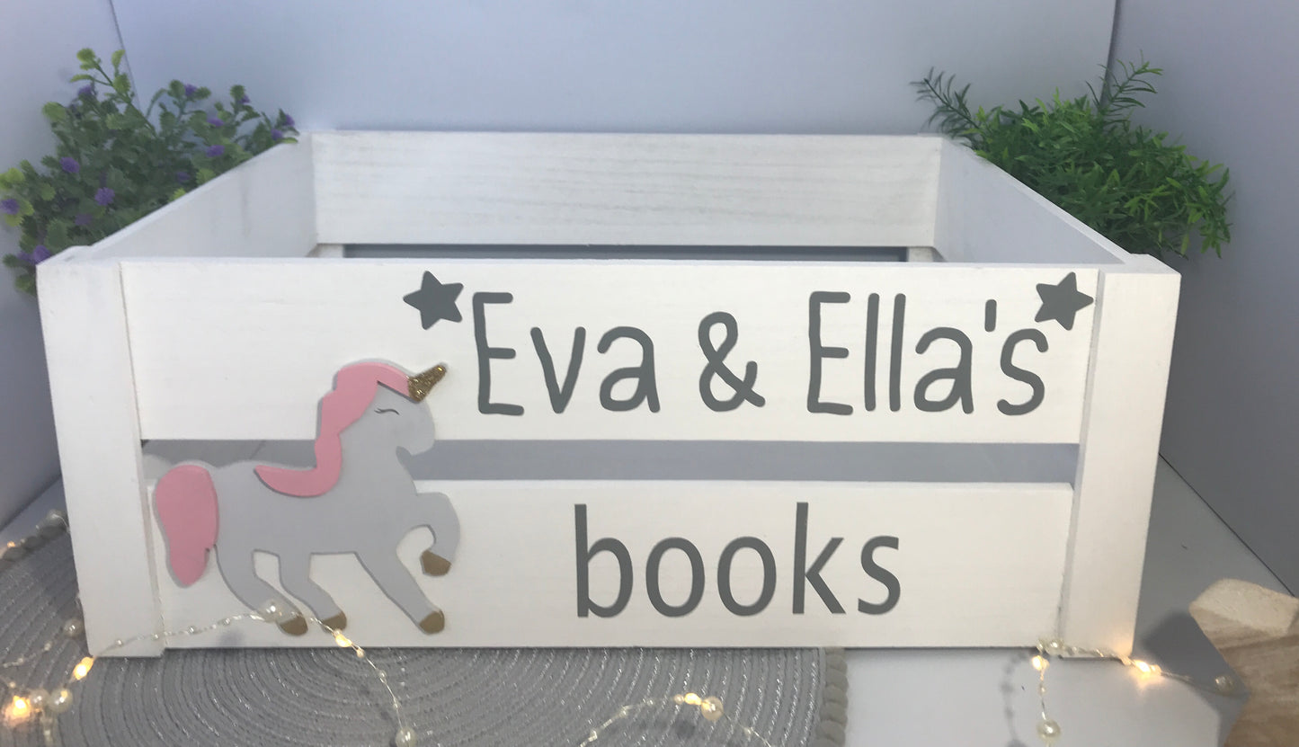 Large wooden book toy crate children