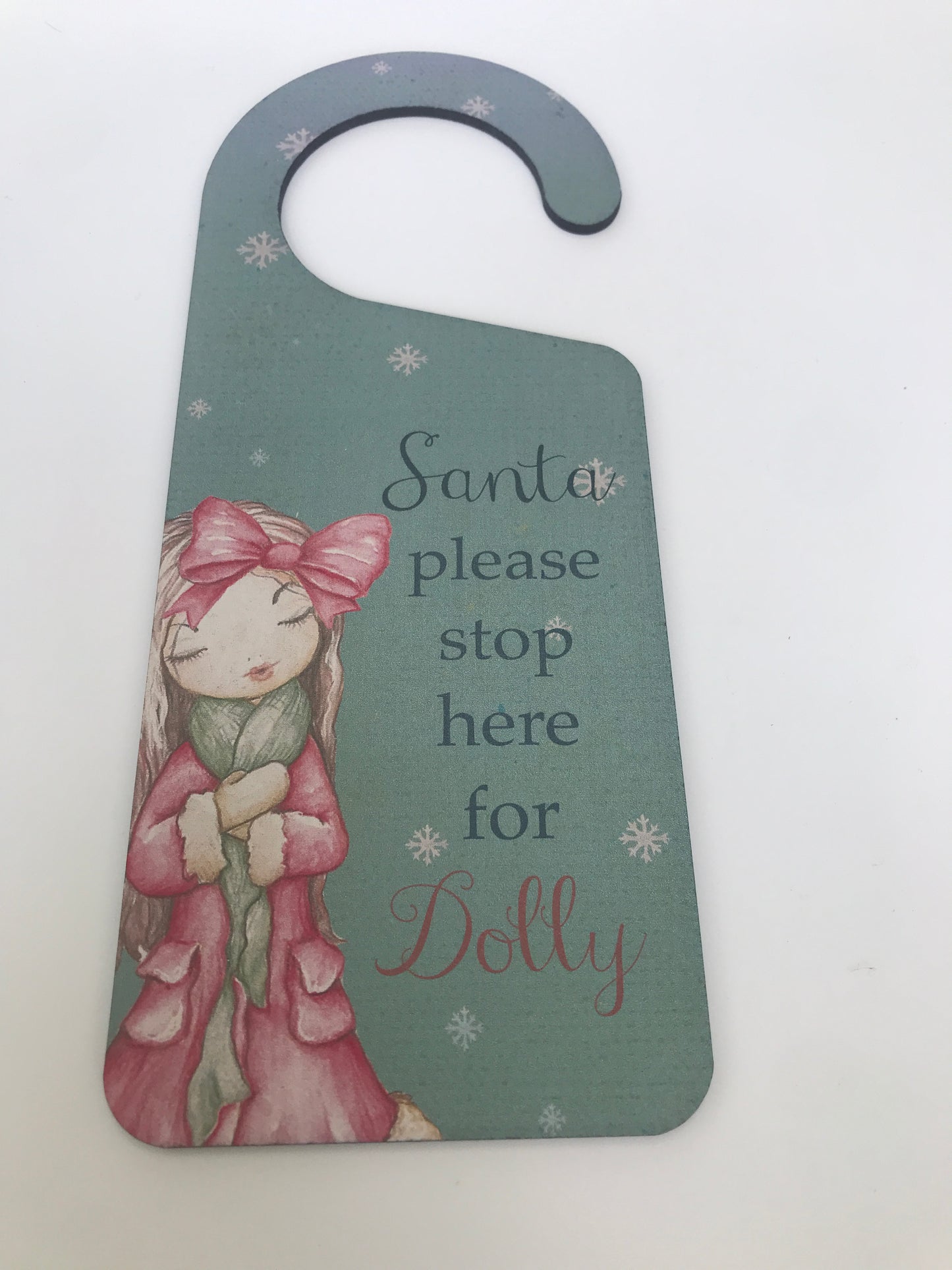 Woodland girl Christmas door hanger