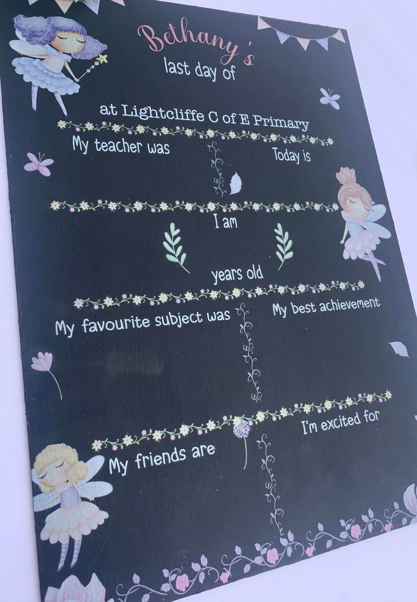 Fairy First AND last day of school sign
