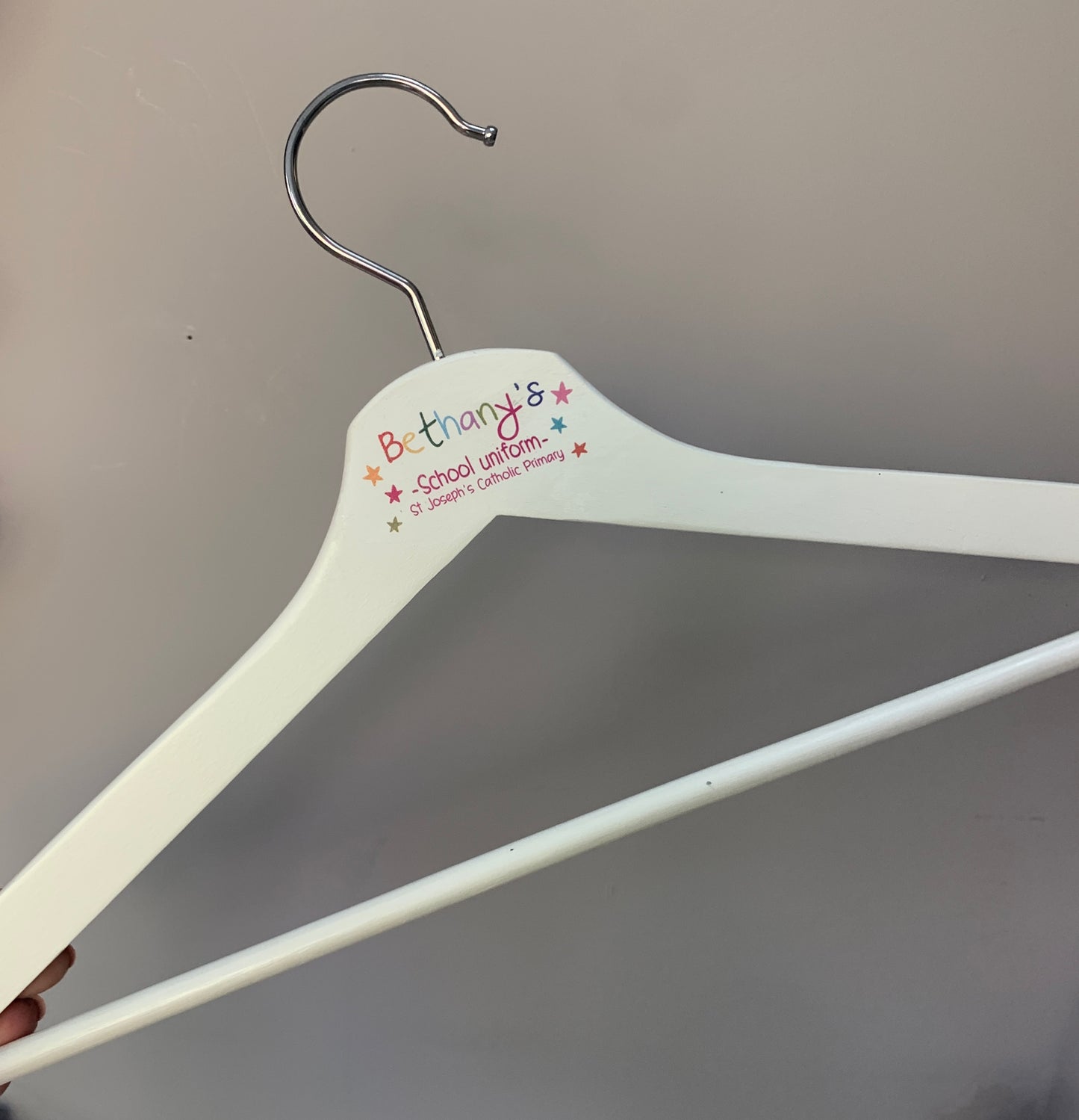 Personalised school uniform hanger