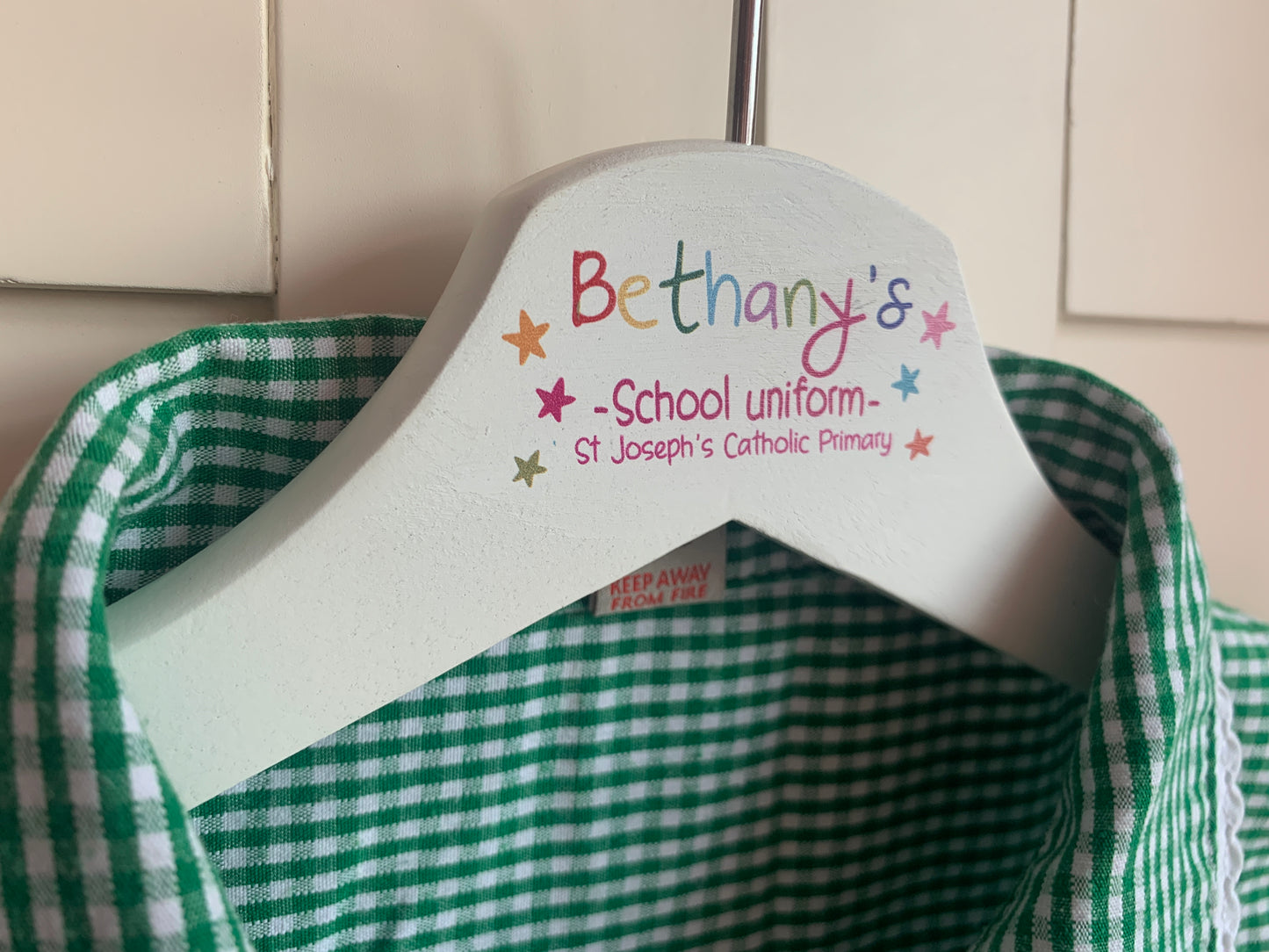 Personalised school uniform hanger