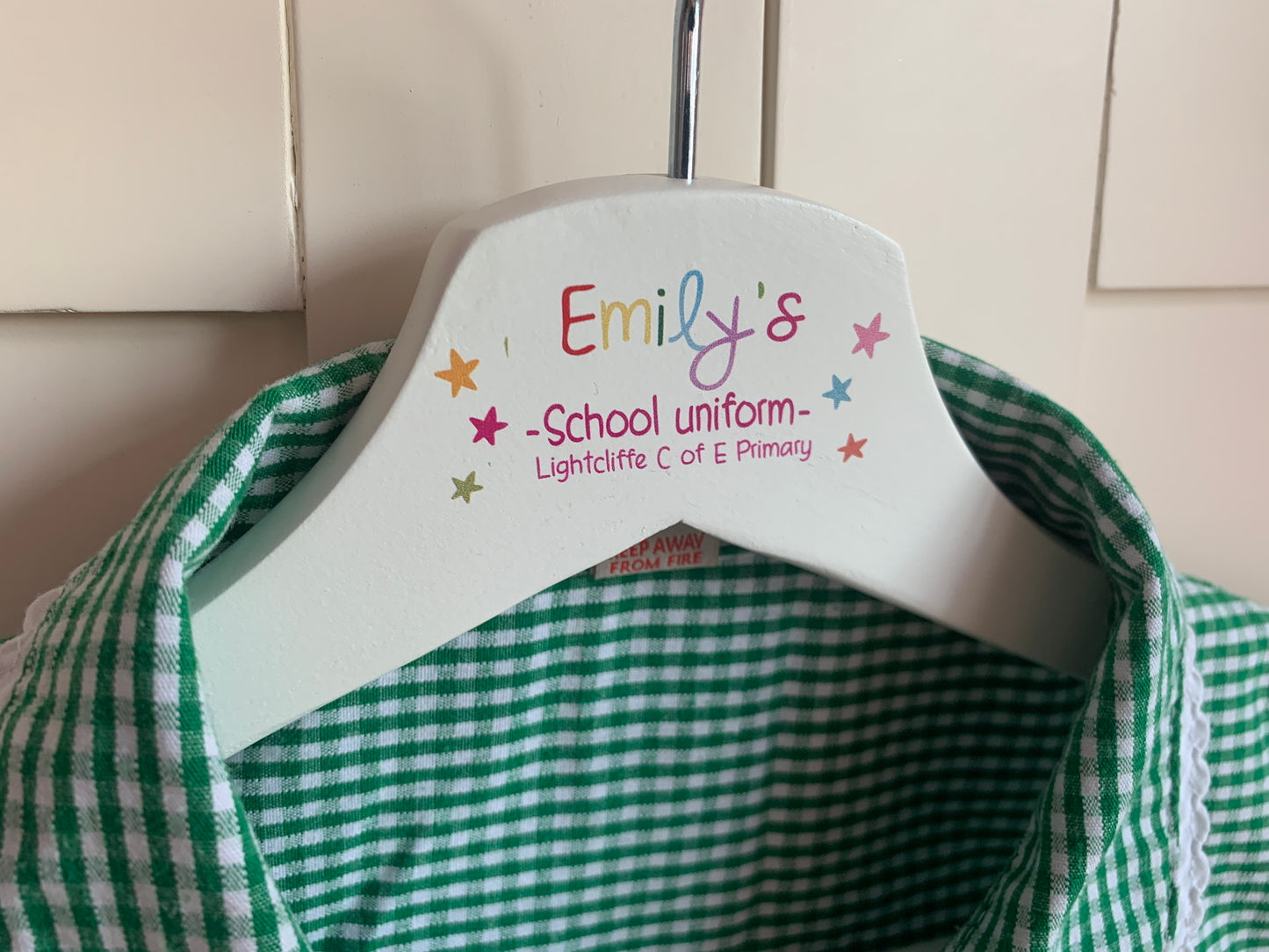 Personalised school uniform hanger
