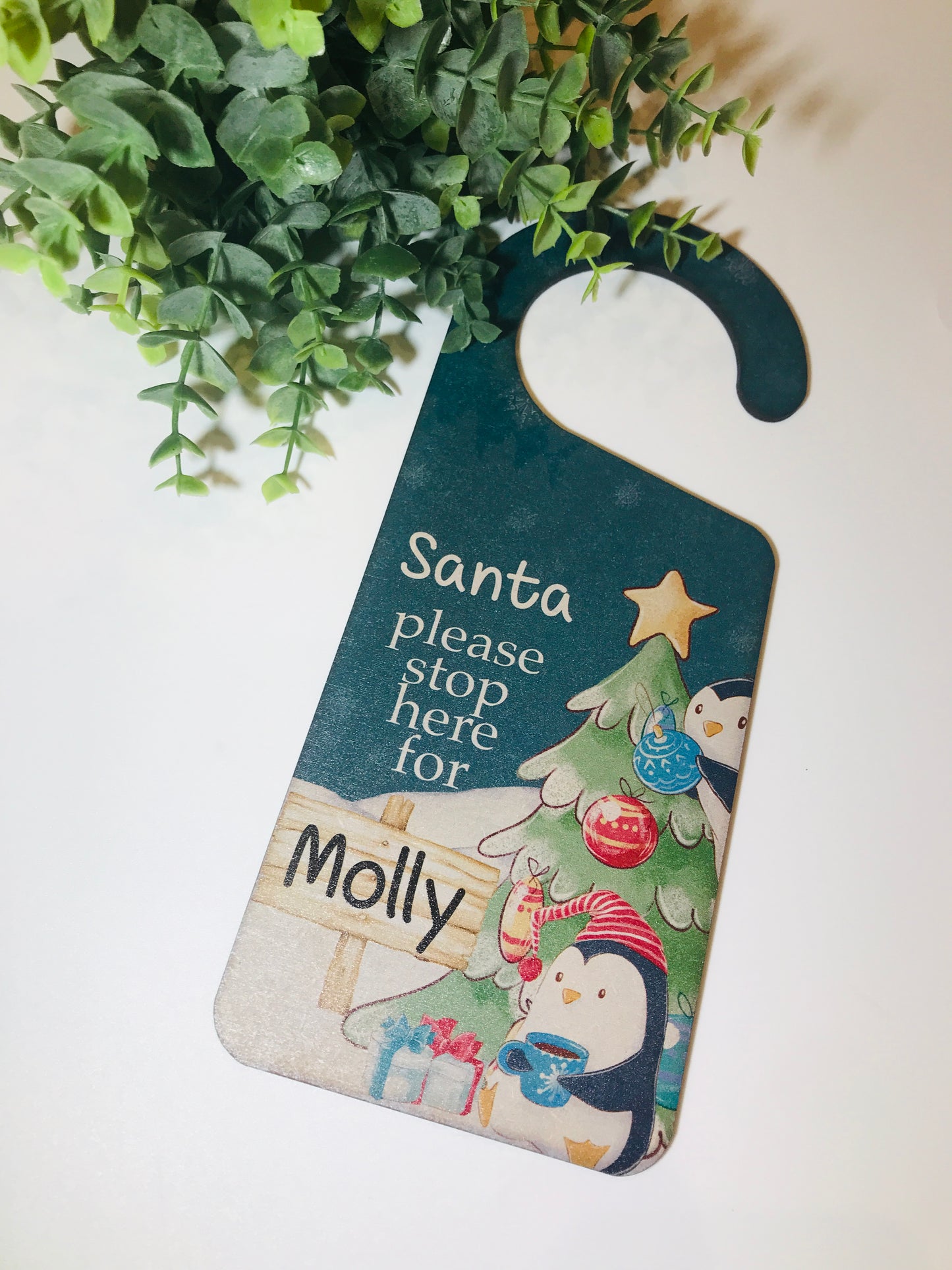 Cute Penguins Christmas door hanger